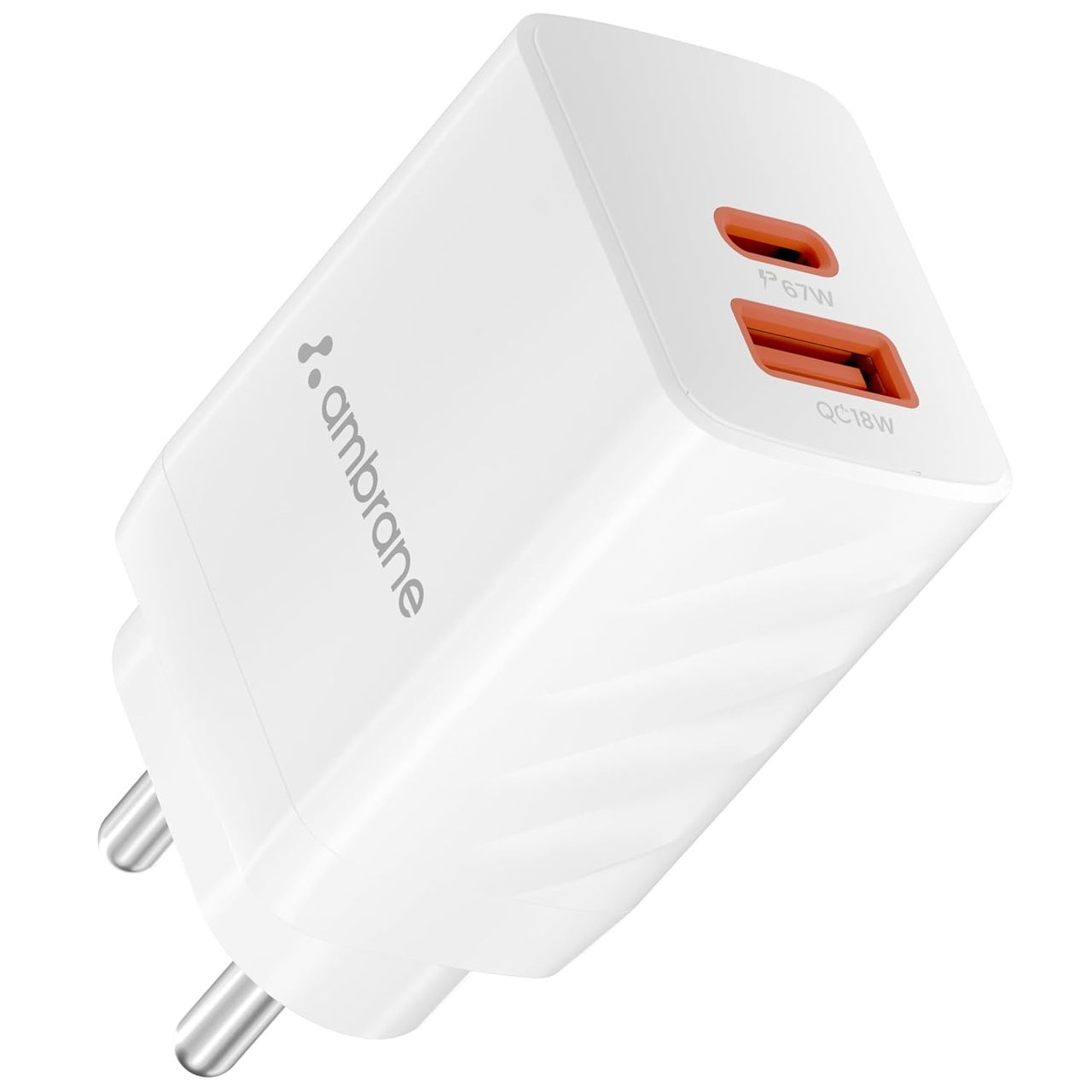 Ambrane 67W Dual Port Fast Charger for Laptop, Lenovo, HP, ASUS, Dell, MacBook & all Smartphones