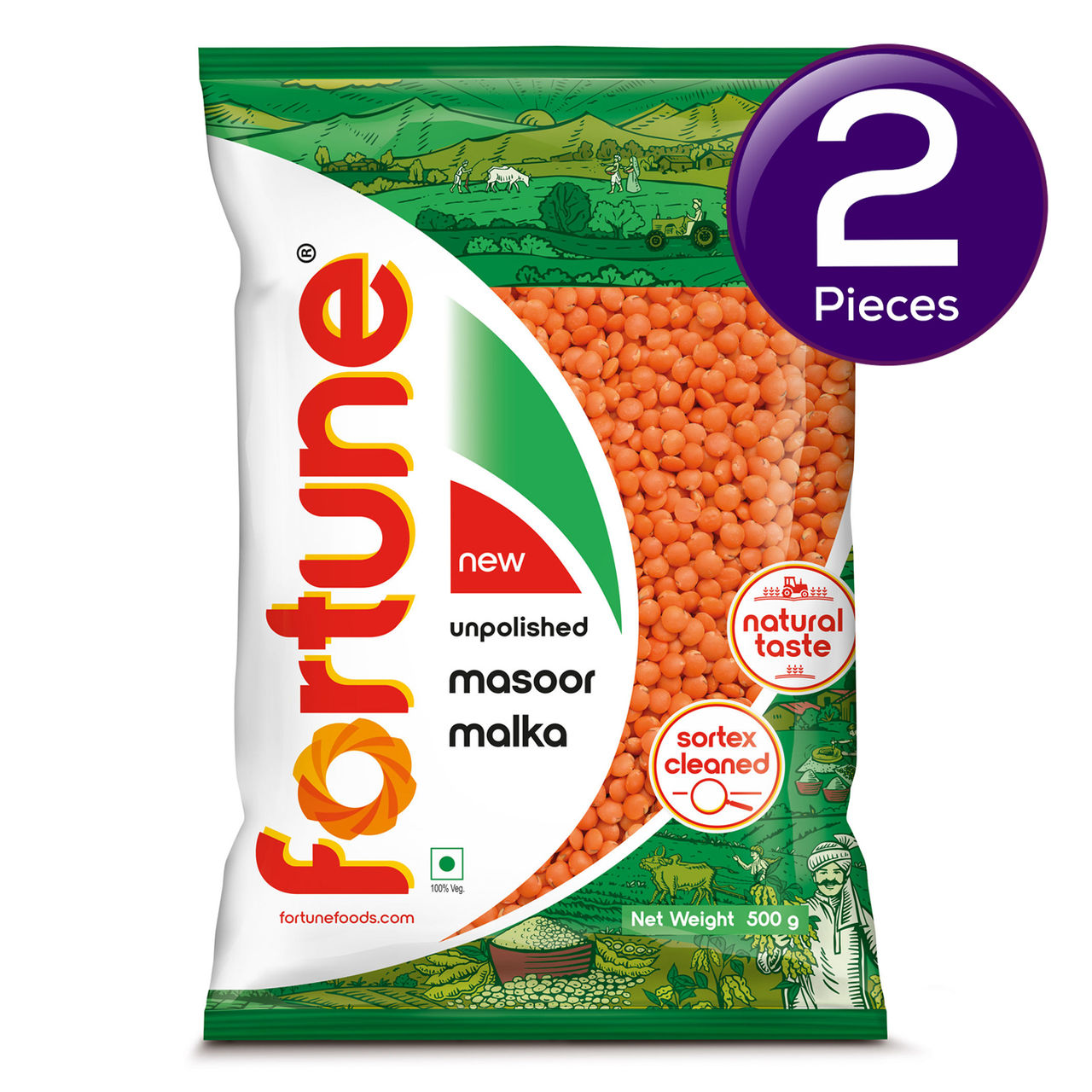 Fortune Unpolished Masoor Malka Big 500 g Combo