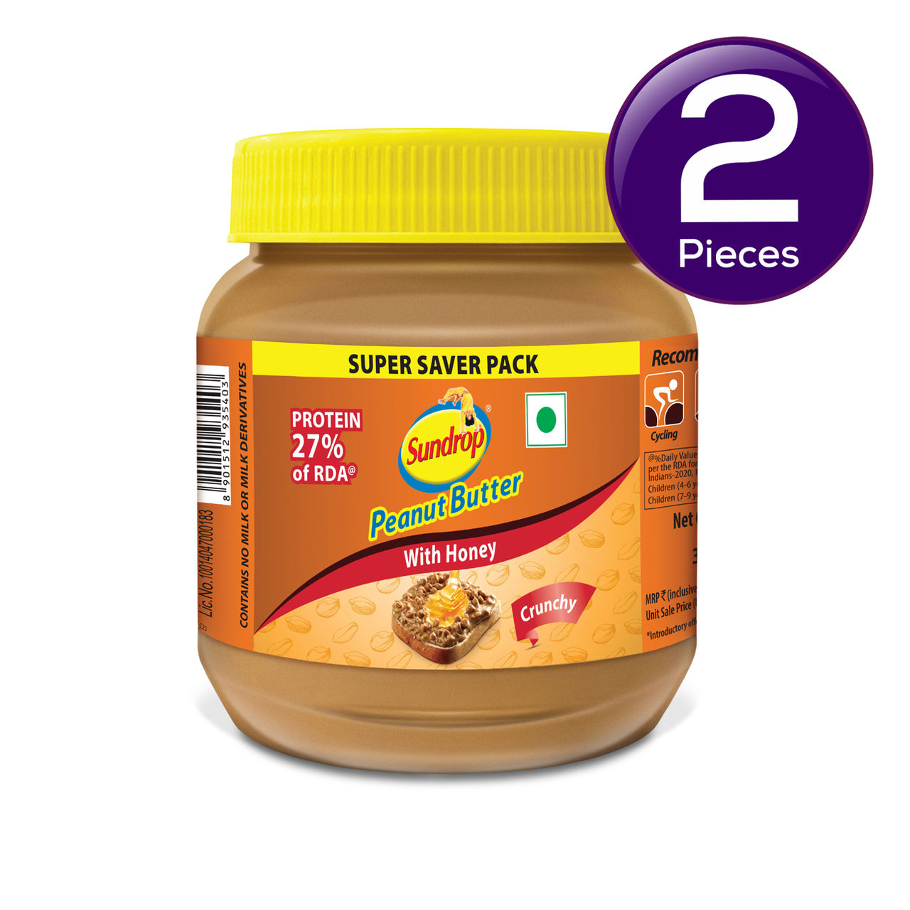Sundrop Peanut Butter With Honey - Crunchy 300 g Combo