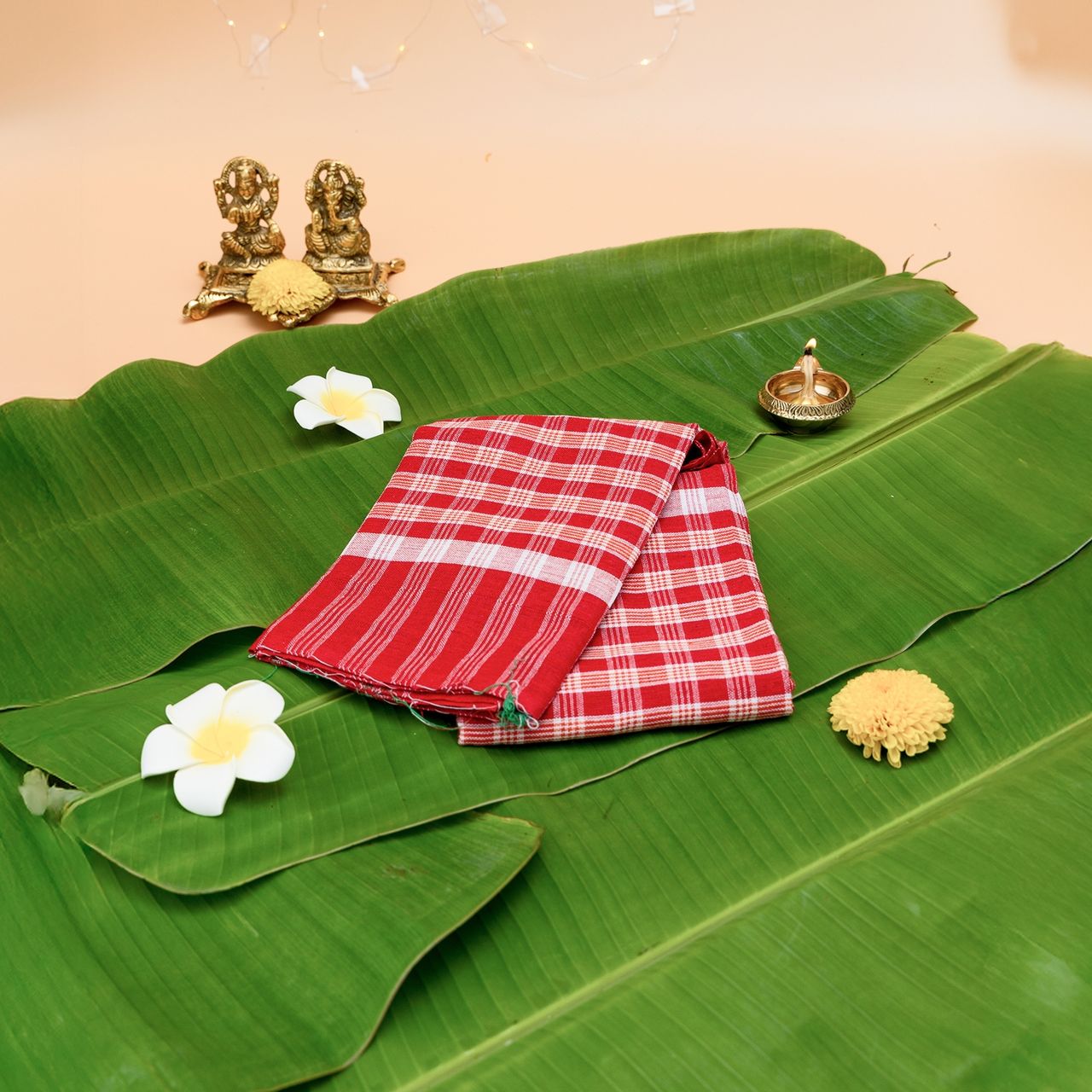 Jai Kashi Pooja Gamcha - Red | 59 x 30 inch