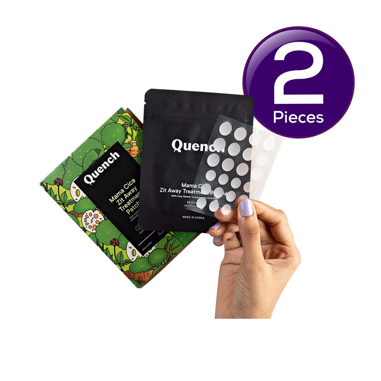 Quench Korean Acne Patches / Pimple Patches With Salicylic Acid Tea Tree Oil & Cica 24 pc Combo
