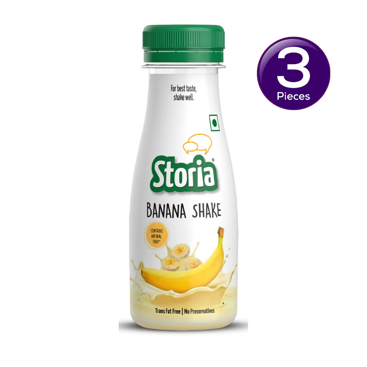 Storia Banana Shake, India's Highest Fruit Content Shake,  No Added Preservatives, Trans Fat Free 180 ml Combo