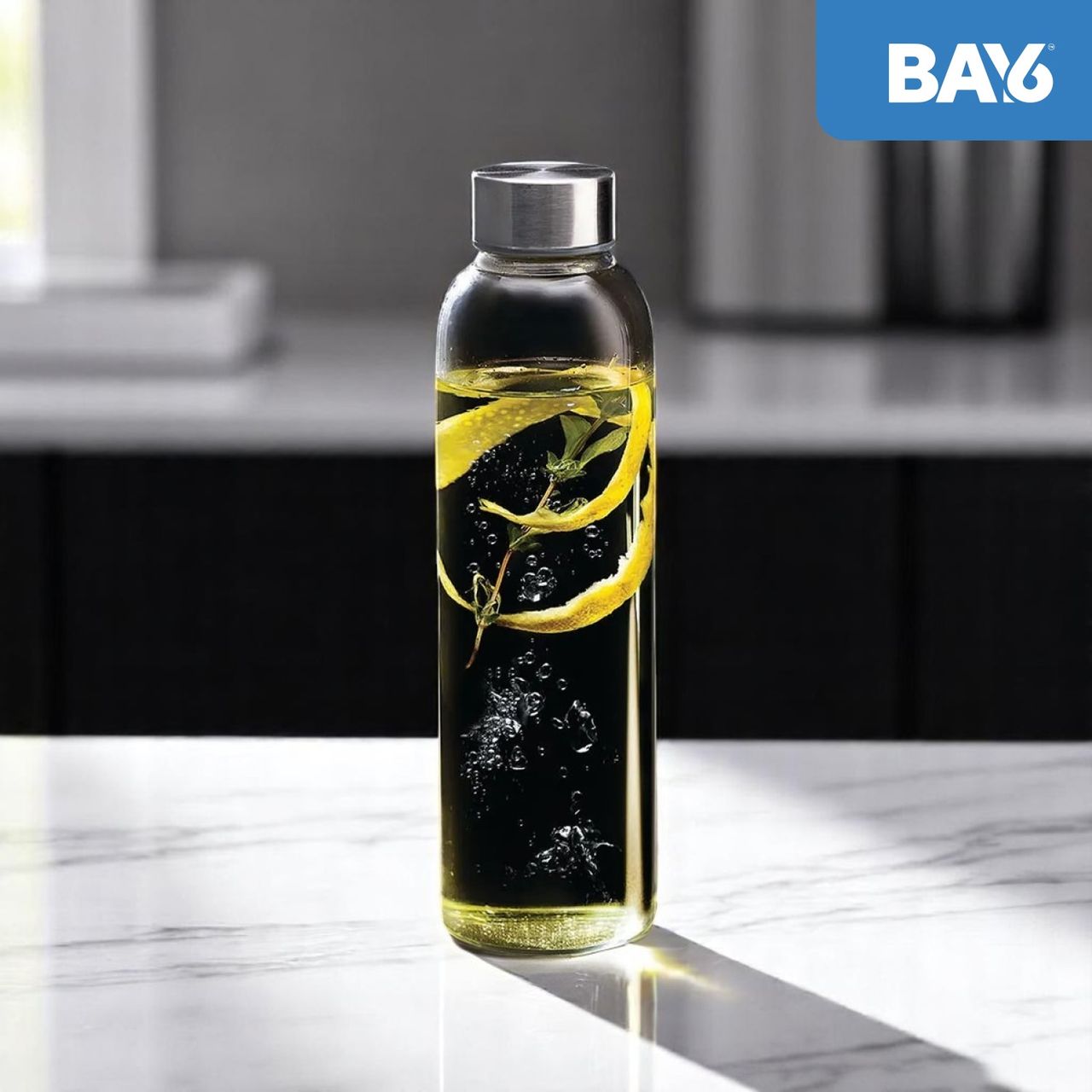 BAY6 Premium Imported Borosilicate Glass Bottle - 1000 ml