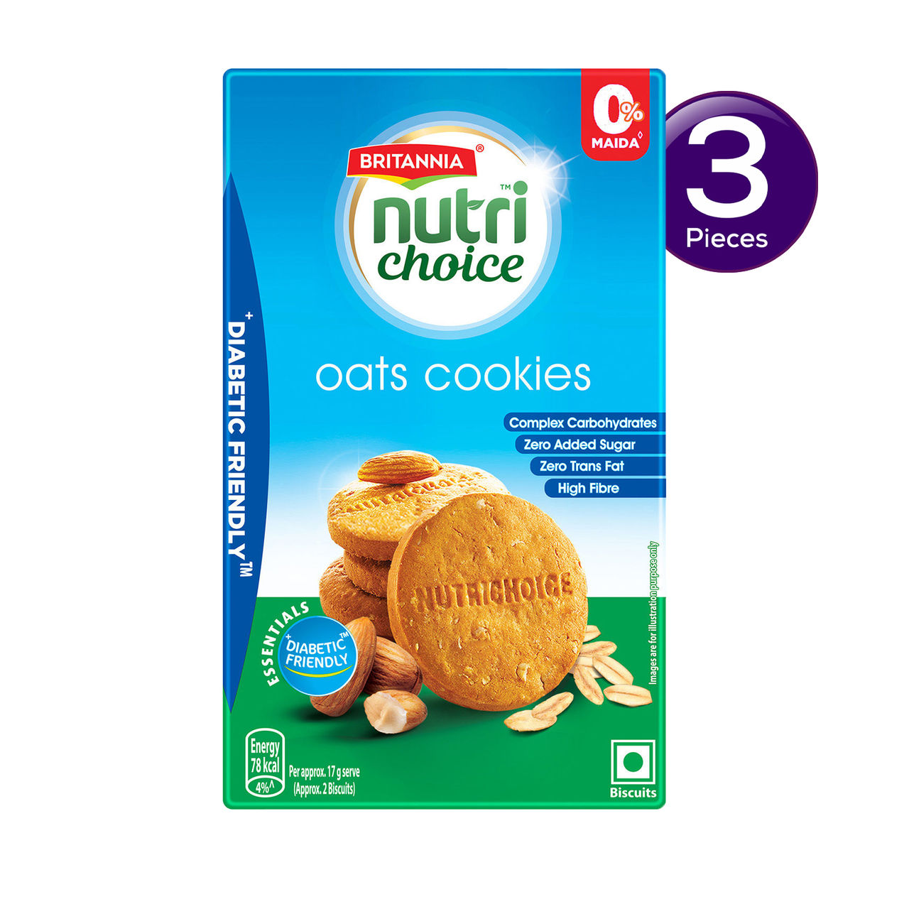 Britannia NutriChoice Oats Cookies | Diabetic Friendly | Zero Added Sugar & 0% Maida 150 g Combo