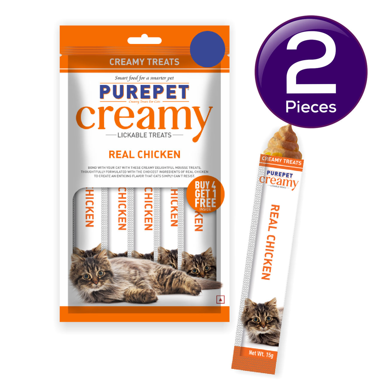Purepet Creamy Cat Lickable Treats Real Chicken Cat Treat 75 g Combo