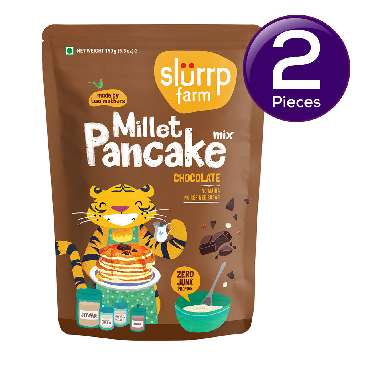 Slurrp Farm Millet Eggless Pancake Mix Chocolate No Maida | Healthy Breakfast | Kids and Adults 150 g Combo