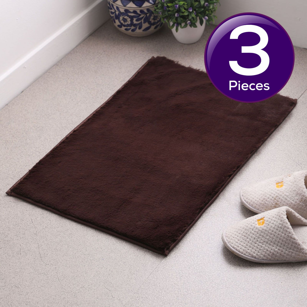 Elegant Weavers Furry Door Mat - Brown 1 pc Combo