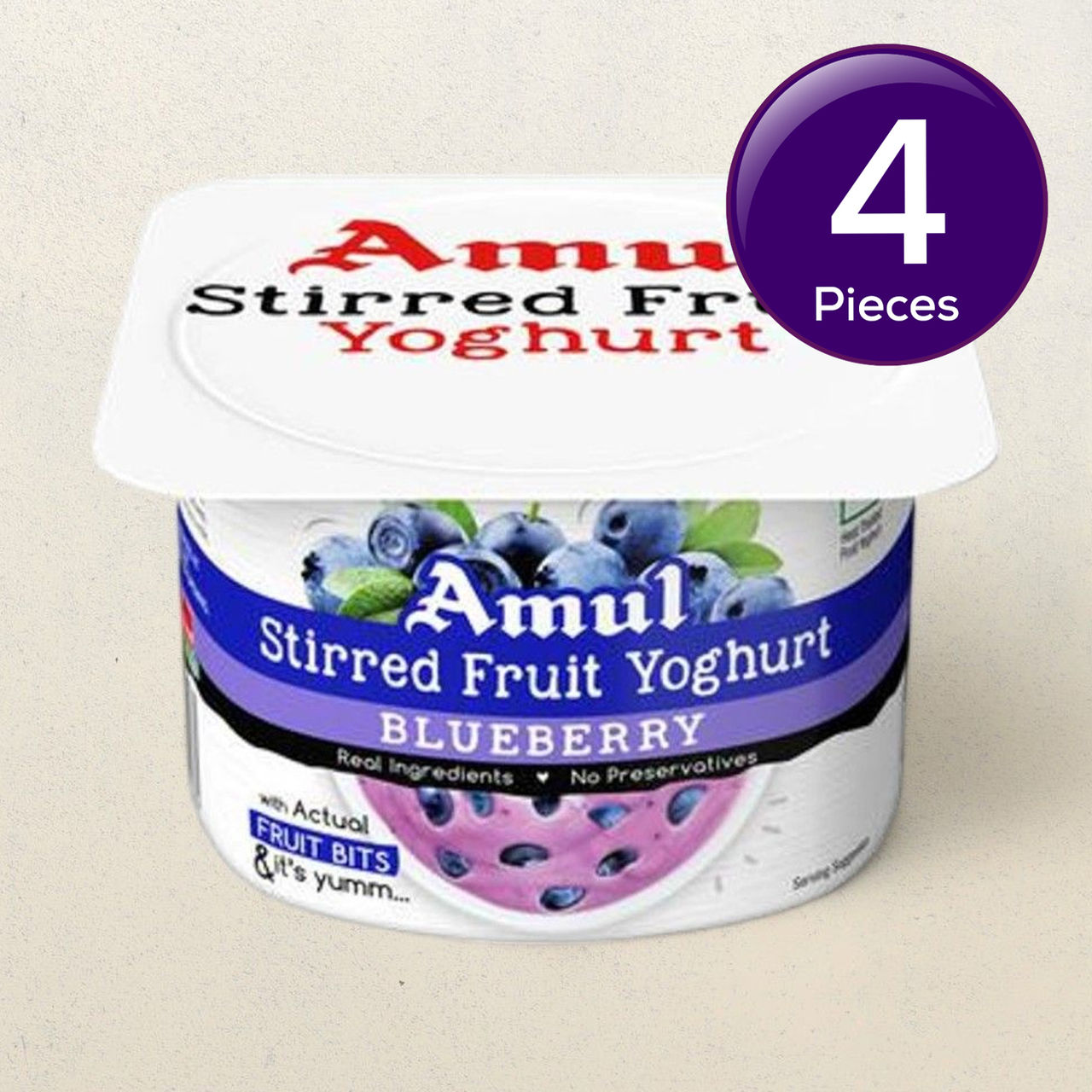Amul Stirred Fruit Yoghurt- Blueberry 100 g Combo