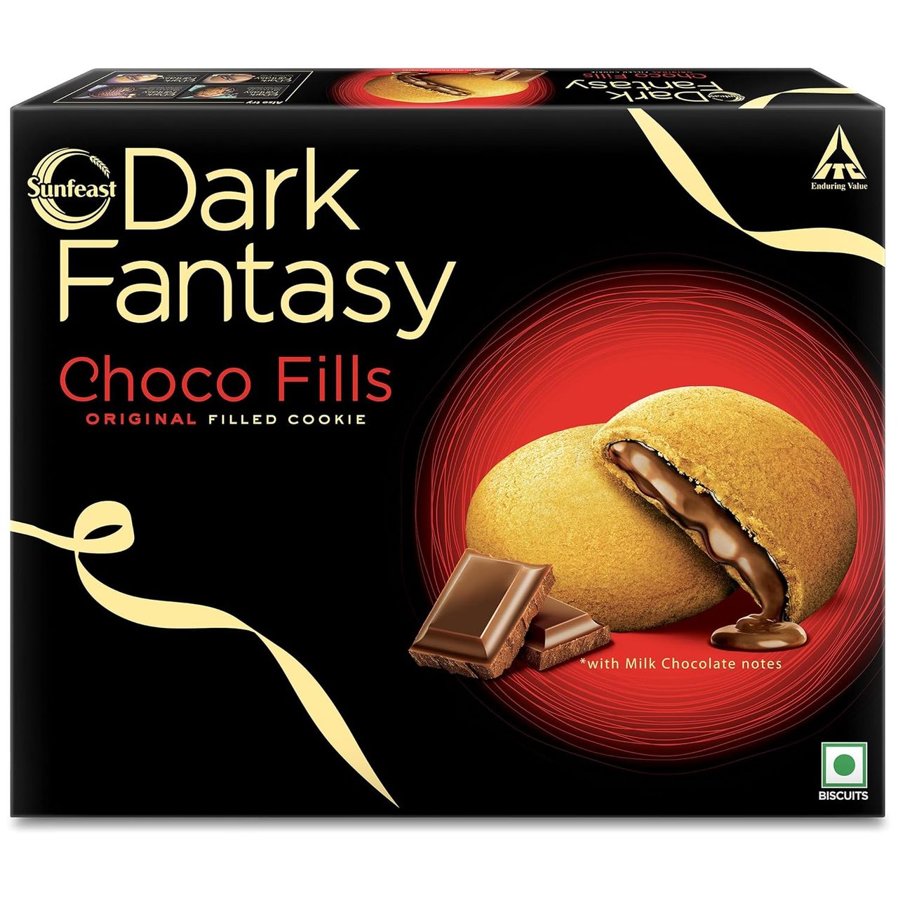Sunfeast Dark Fantasy Choco Fills, Original Filled Cookies with Choco Crème