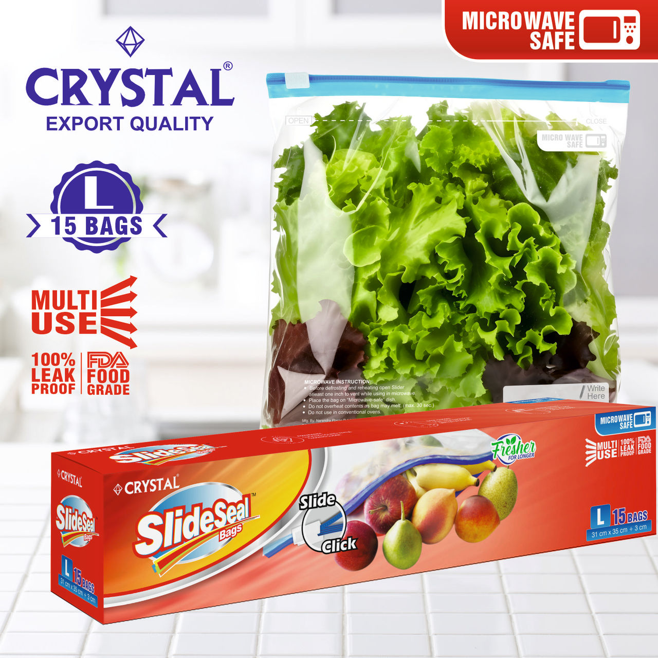 Crystal Large Slide Seal Bag