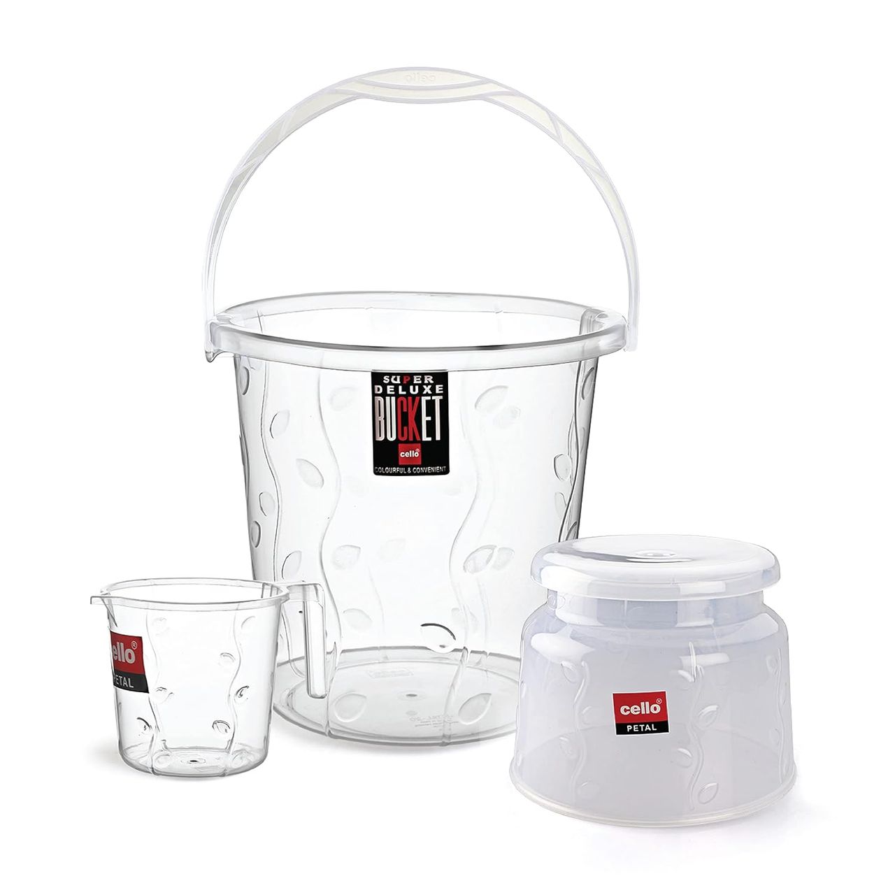 Cello Petal Bathroom Small Set of 3 Transparent Sturdy and durable Lightweight & Easy clean