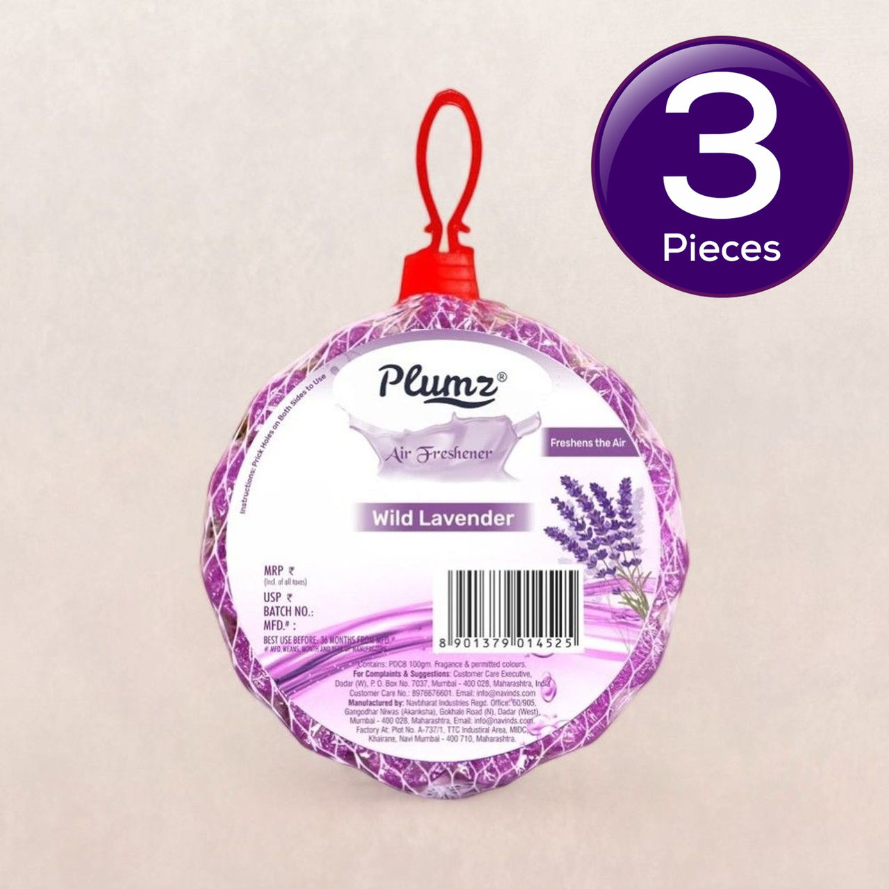 Plumz Premium Round Air Freshener Lavender (100g) 100 g Combo
