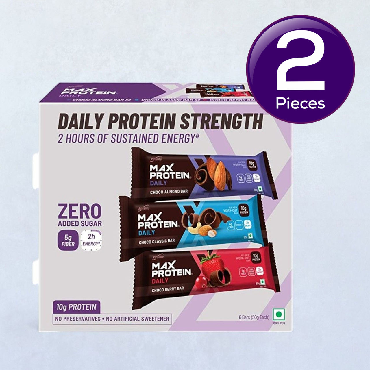 RiteBite Max Protein 10g Protein Bar Daily Assorted (Pack Of 6) 300 g Combo
