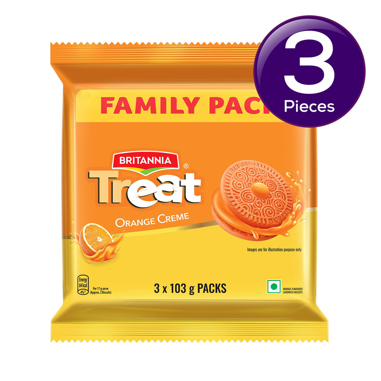 Britannia Treat Orange Creme Sandwich Biscuits 309 g Combo