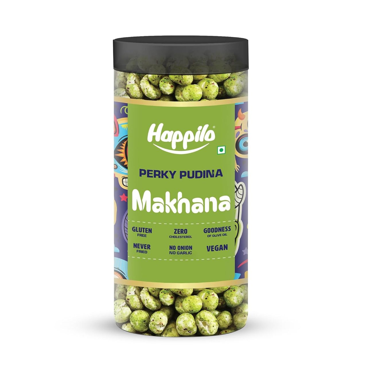 Happilo Makhana Perky Pudina Jar, Roasted Foxnut Healthy Snack