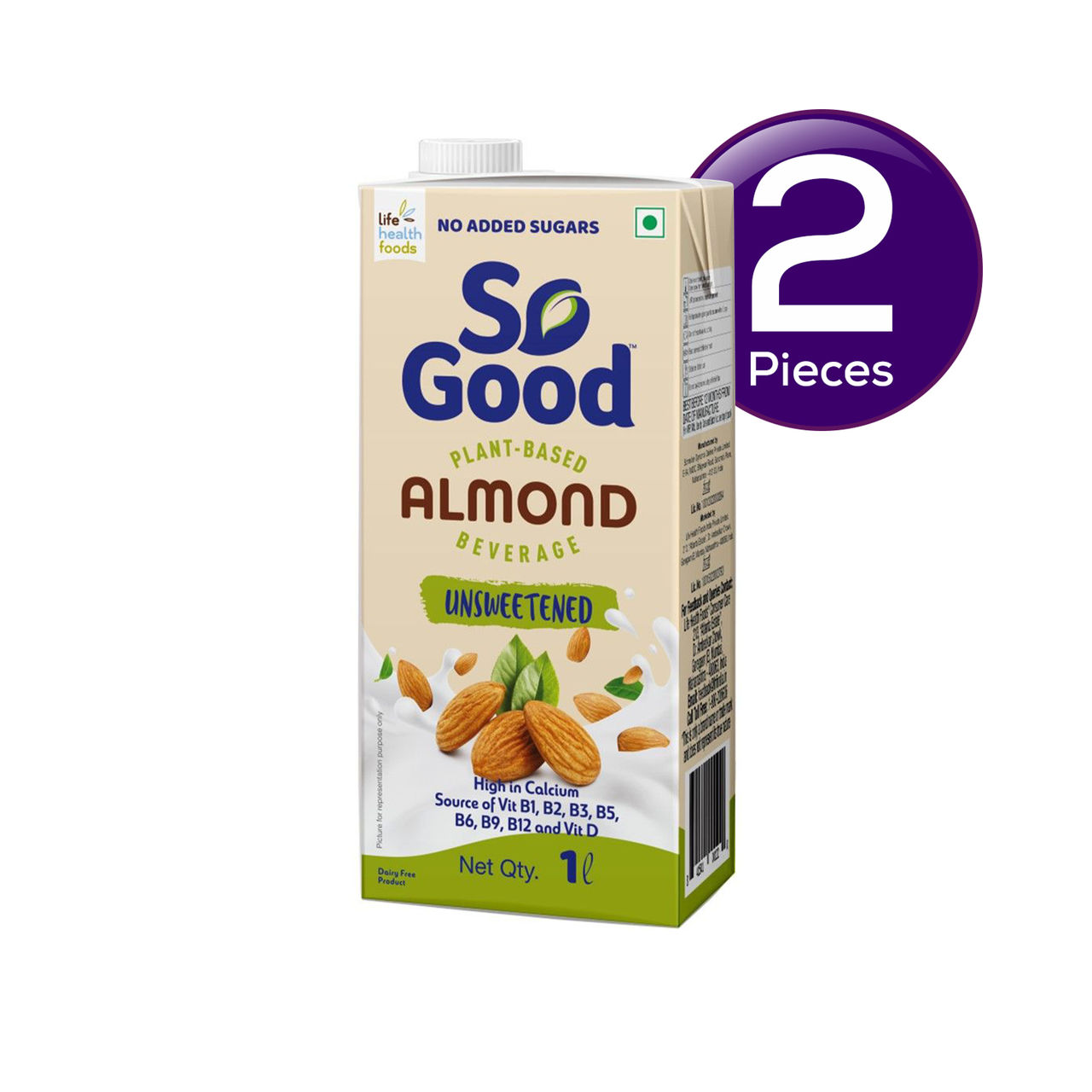 So Good Plant Based Almond Beverage Unsweetened Tetrapack 1 l Combo