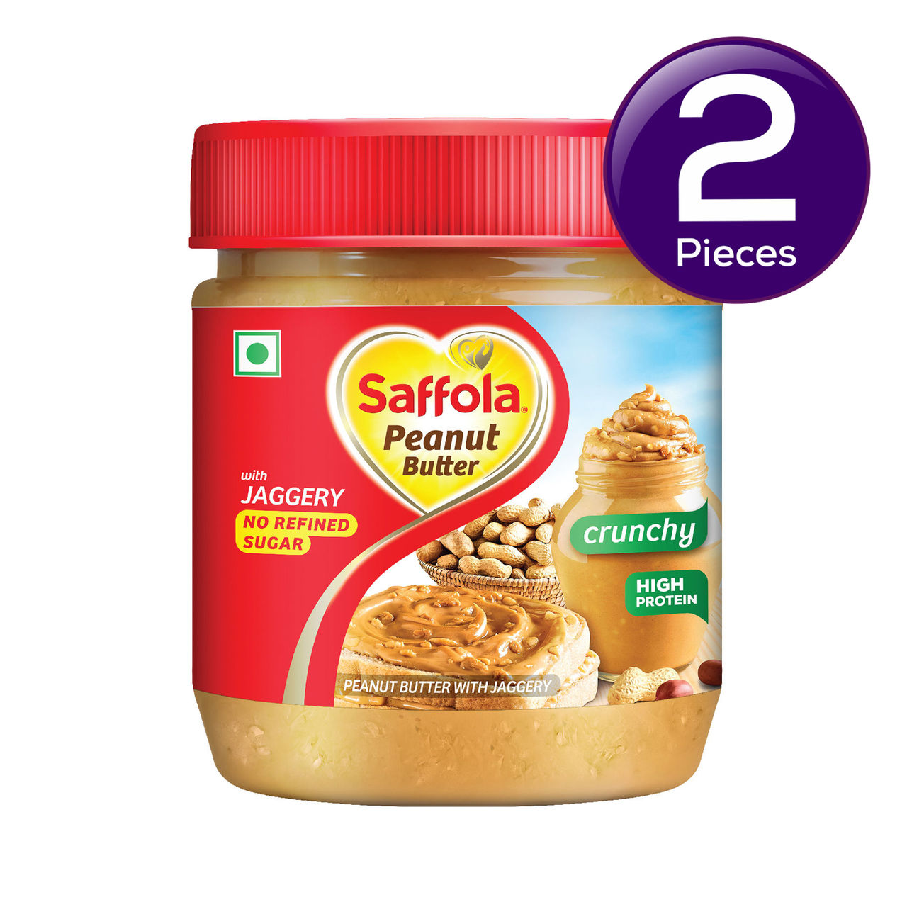 Saffola Peanut Butter with Jaggery, Crunchy 350 g Combo
