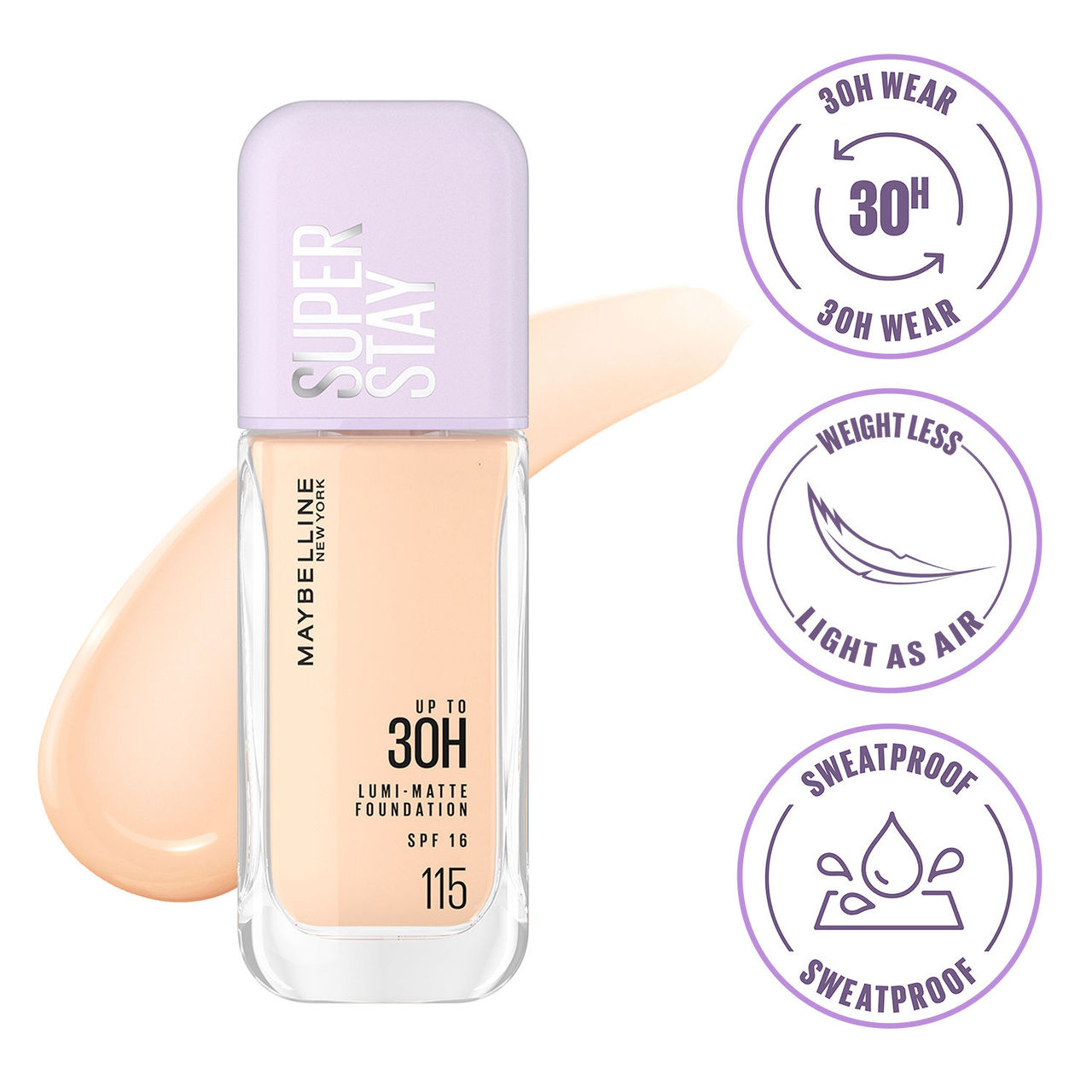 Maybelline New York Super Stay Lumi Matte Liquid Foundation, 115