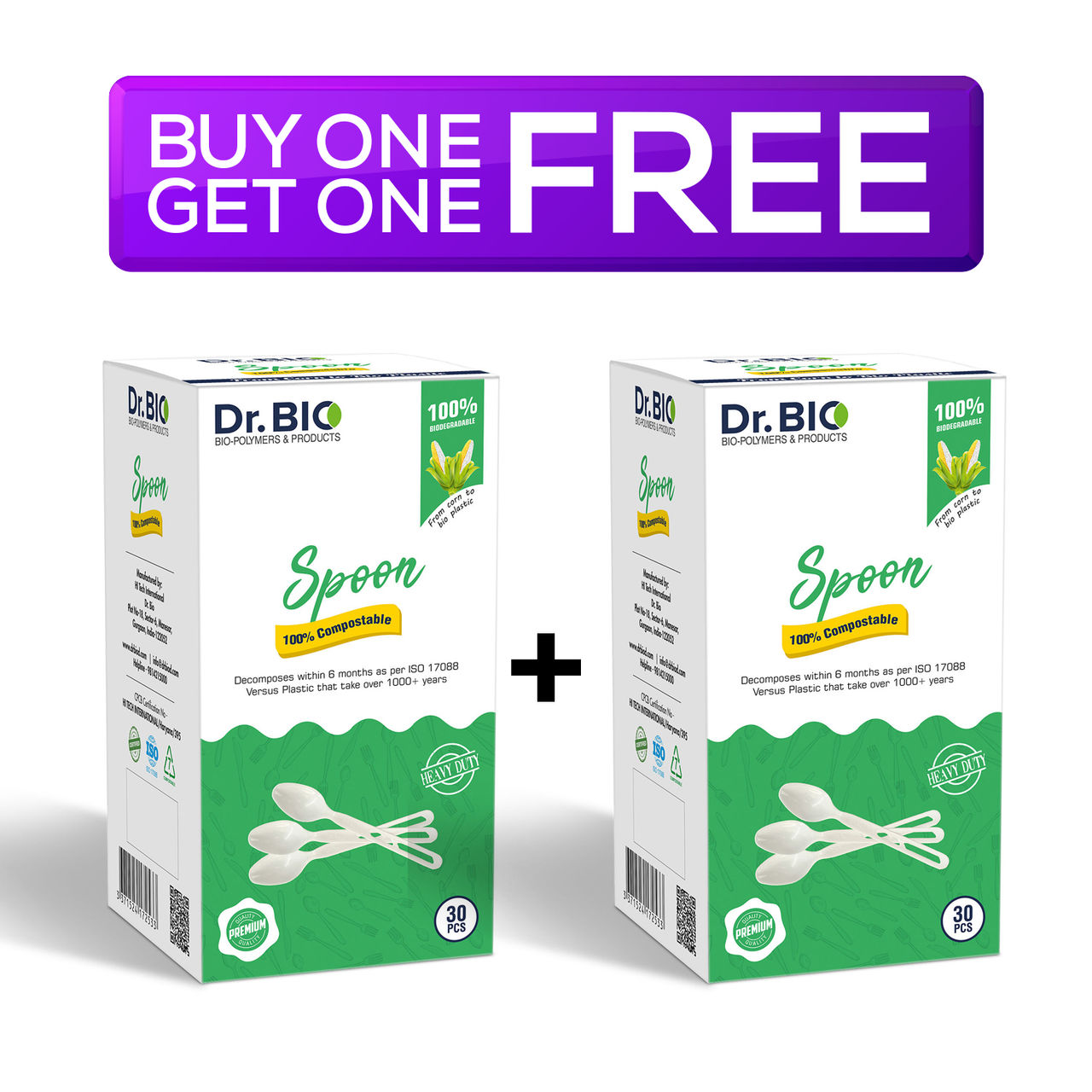 Dr. Bio Compostable Spoons Disposable/Reusable 30 pc Combo