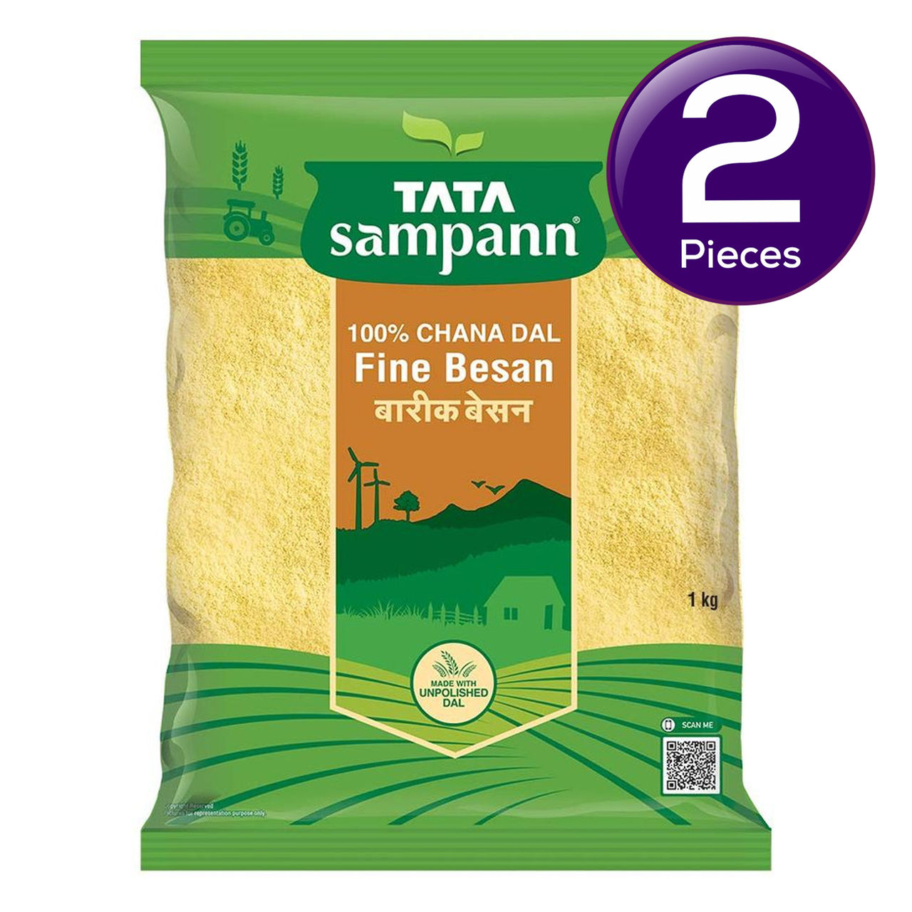 Tata Sampann 100% Chana Dal Fine Besan 1 kg Combo