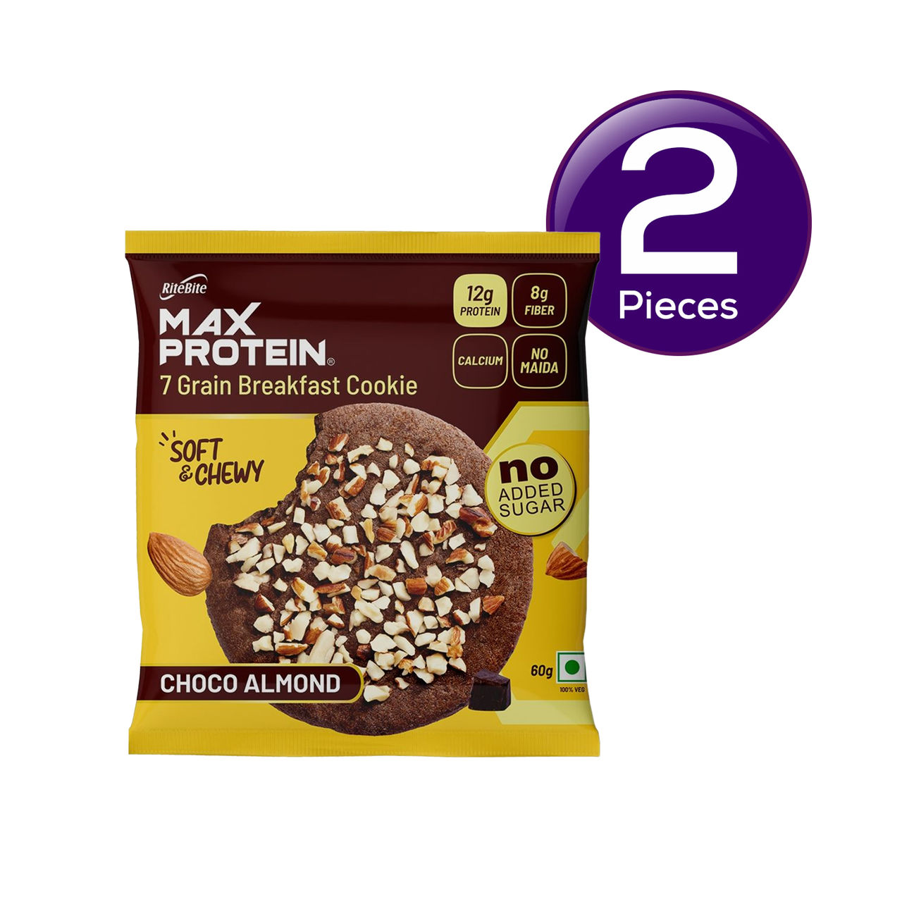 RiteBite Max Protein Sugar Free Choco Almond Cookies 60 g Combo