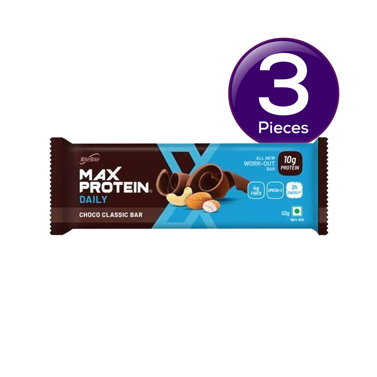 RiteBite Max Protein 10g Protein Bar Choco Classic 50 g Combo
