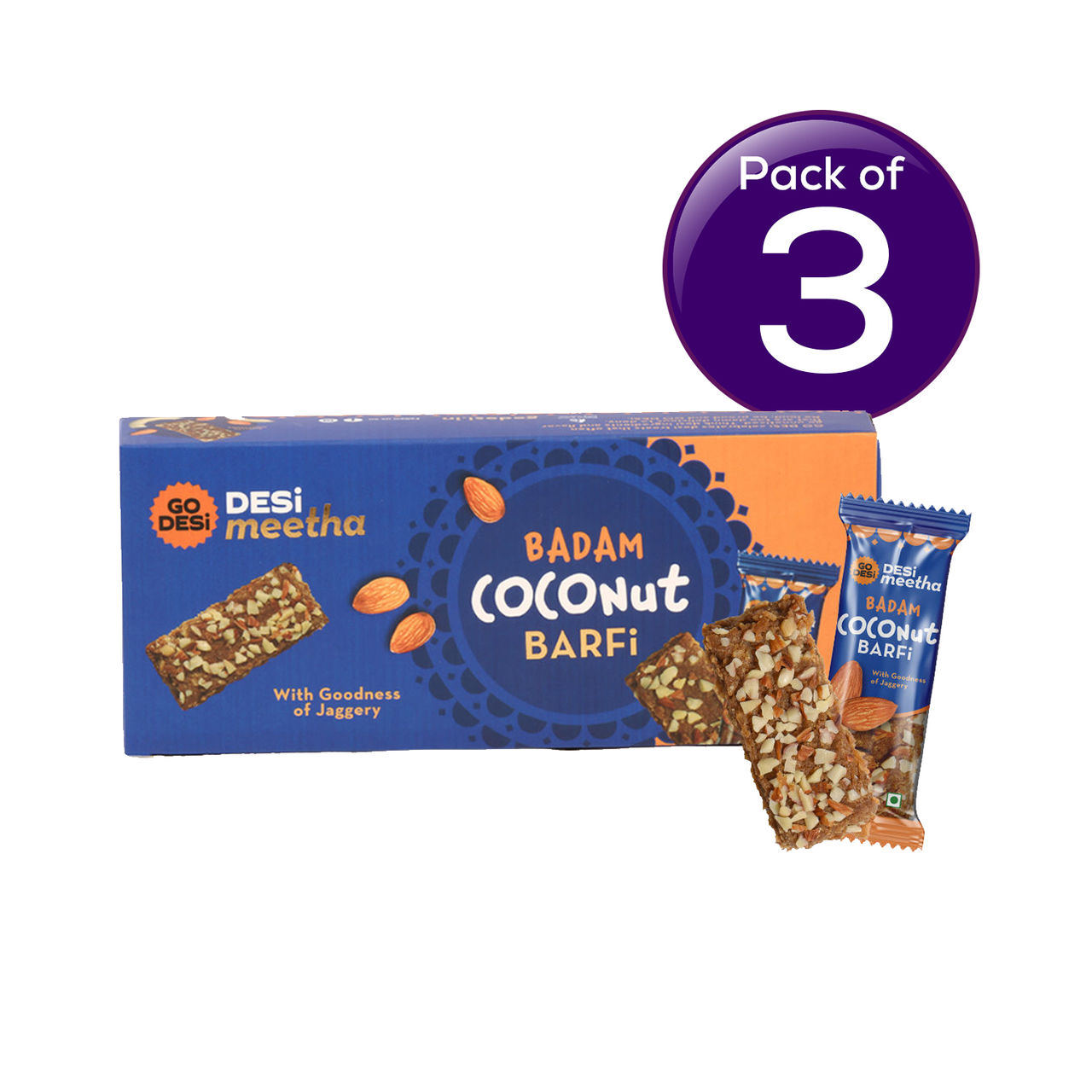 GO DESi Badam Coconut Barfi Mithai Box 96 g Combo