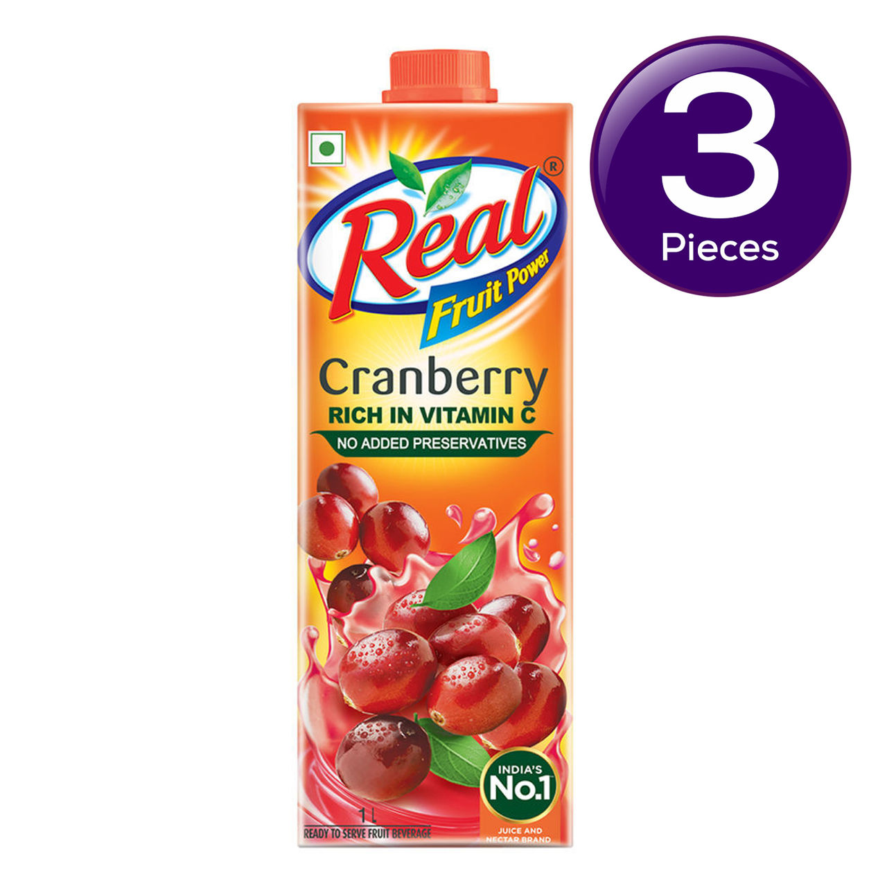 Real Fruit Power Cranberry Juice Tetrapack 1 l Combo