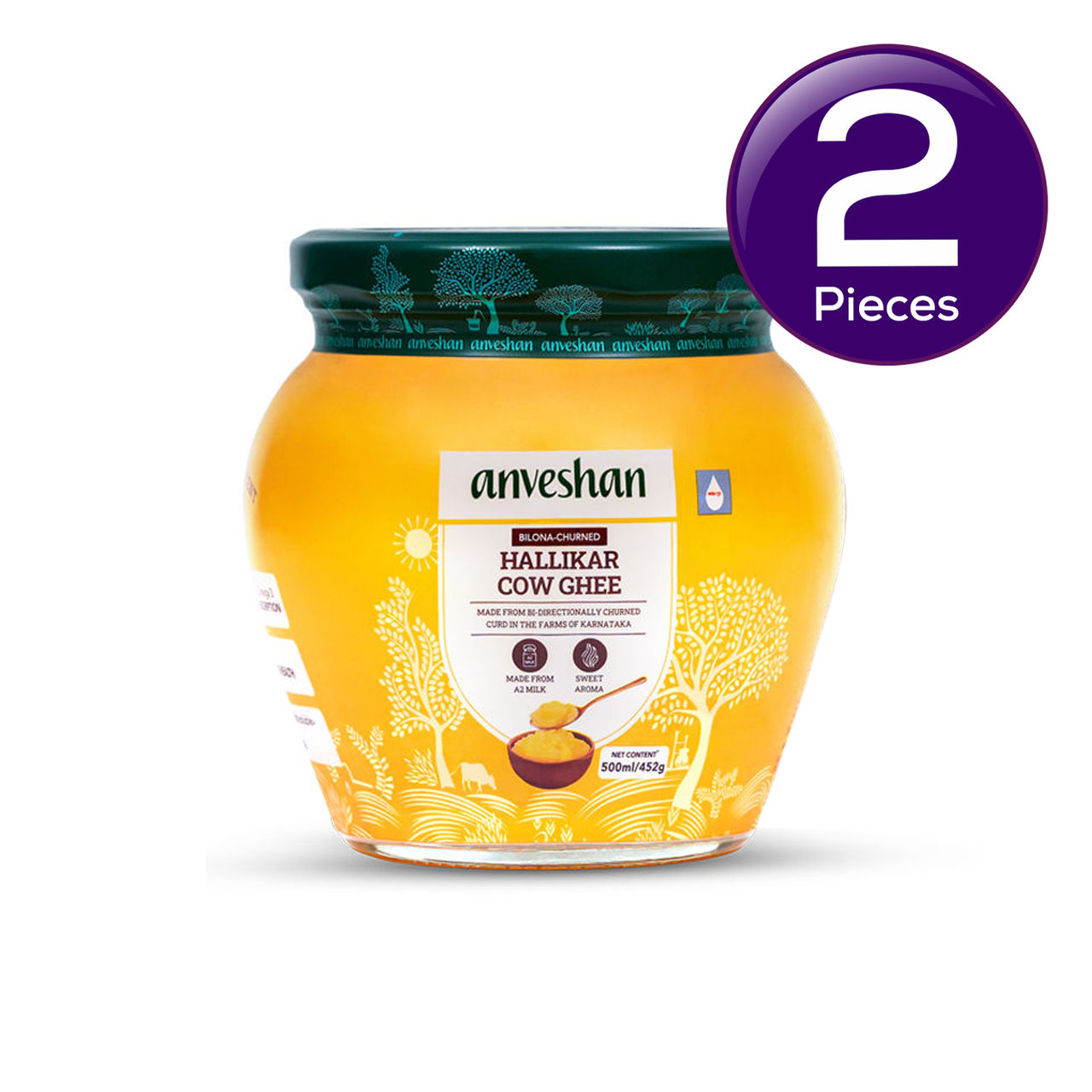 Anveshan A2 Desi Cow Ghee 500 ml Combo