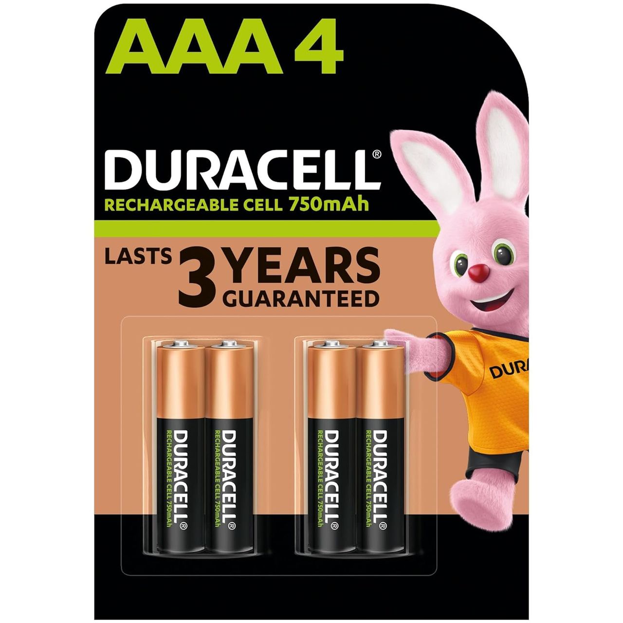 Duracell Rechargeable AAA 750mAh Batteries - 4 Pcs