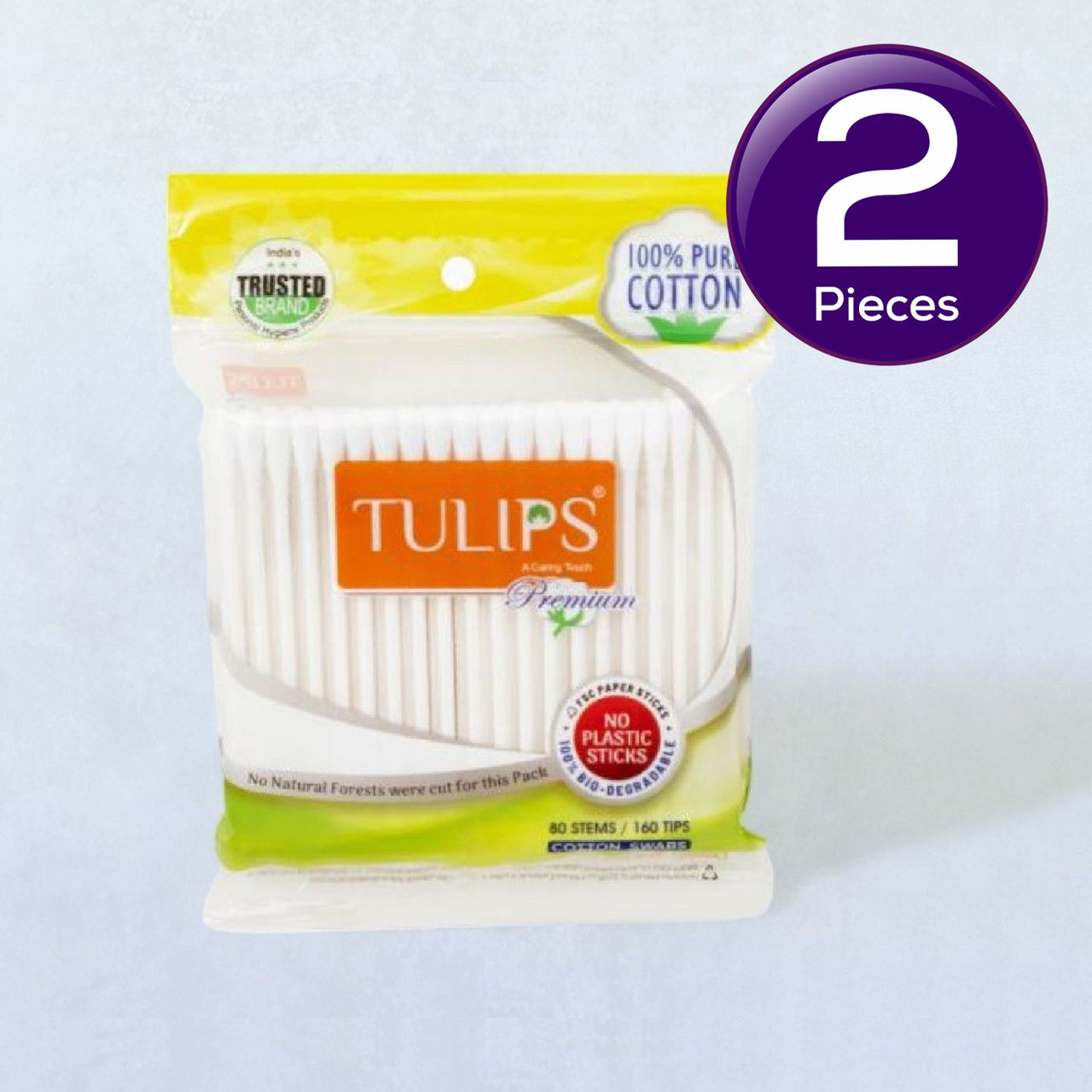 Tulips Paper Stick Cotton Buds Zipper Bag 100 pc Combo