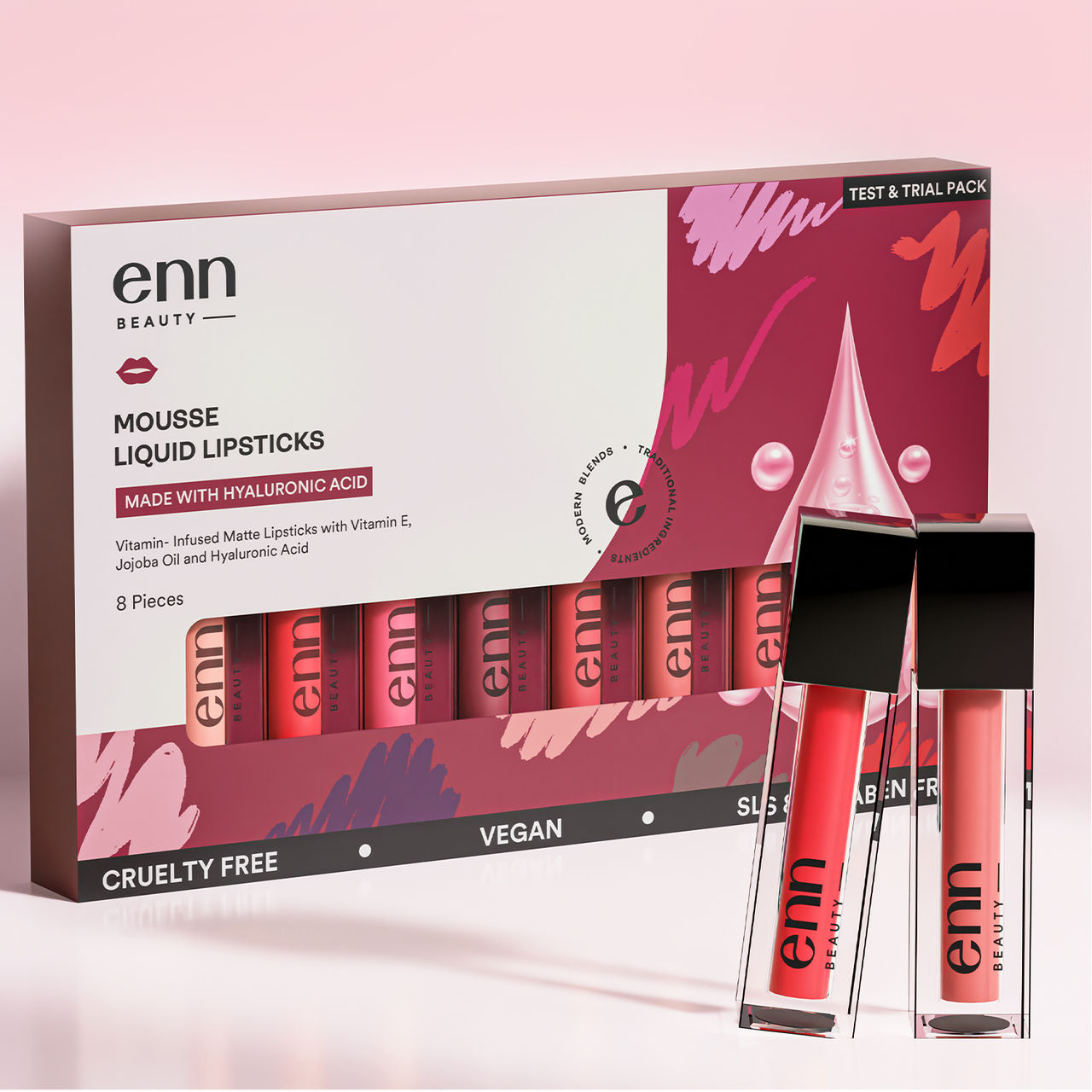 Enn Beauty Mousse Matte Liquid Lipstick Kit Set Of 8 - Test & Trail Pack