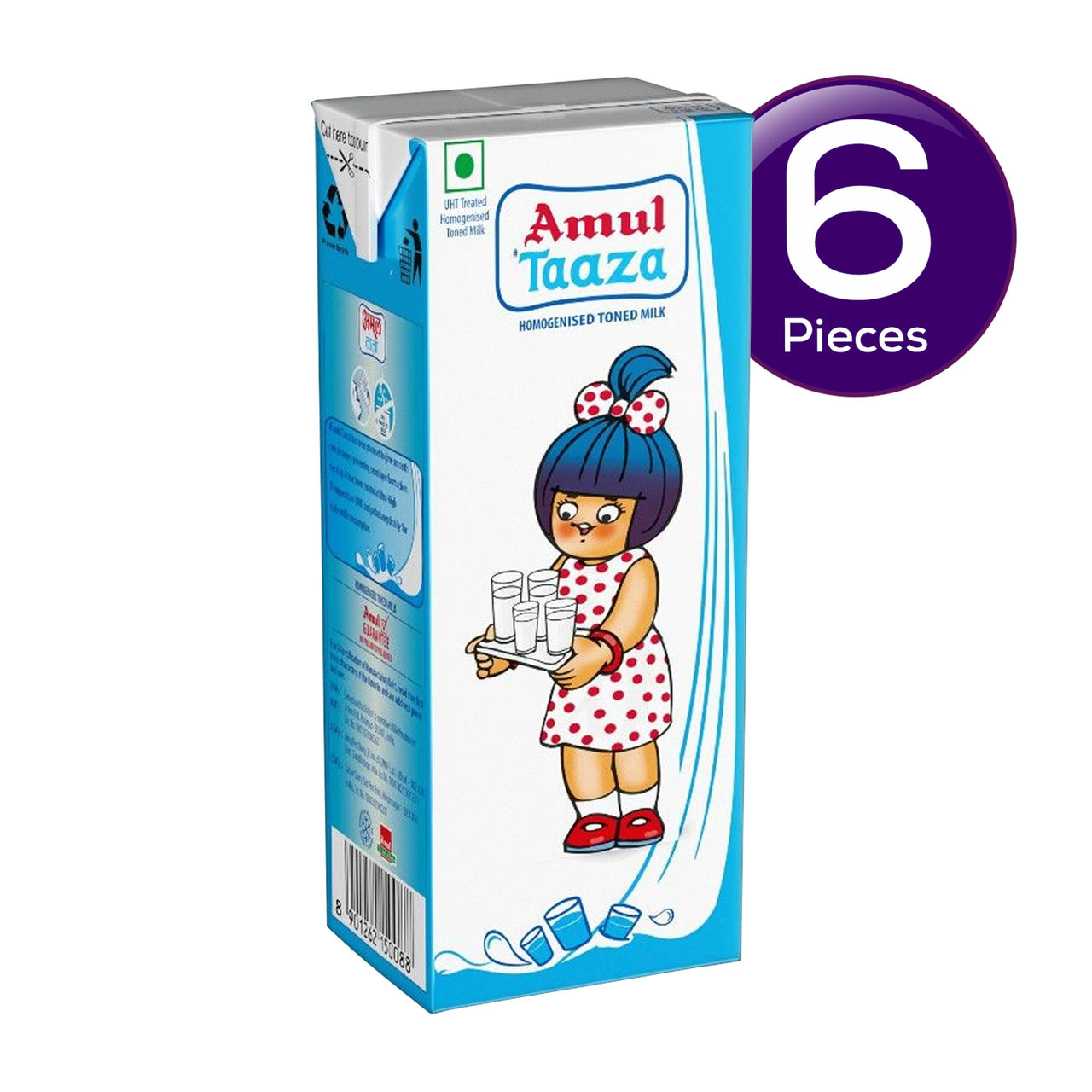 Amul Taaza Homogenised Toned Milk (Tetra Pack) 1 l Combo