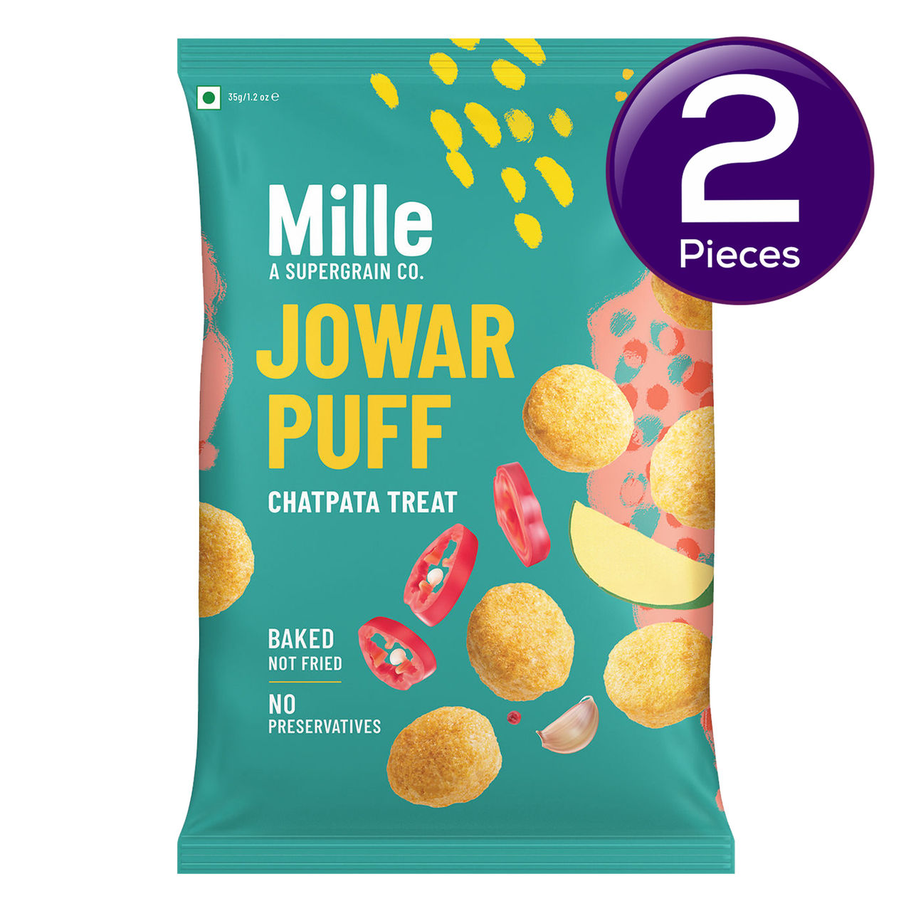Mille Jowar Puffs | Chatpata Treat Snack | Healthy 35 g Combo