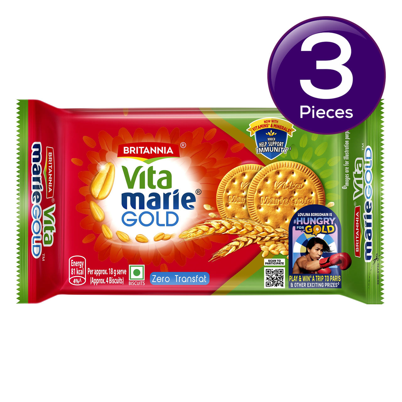 Britannia Vita Marie Gold Biscuits, Zero Transfat, Vitamin Enriched Biscuits 248 g Combo