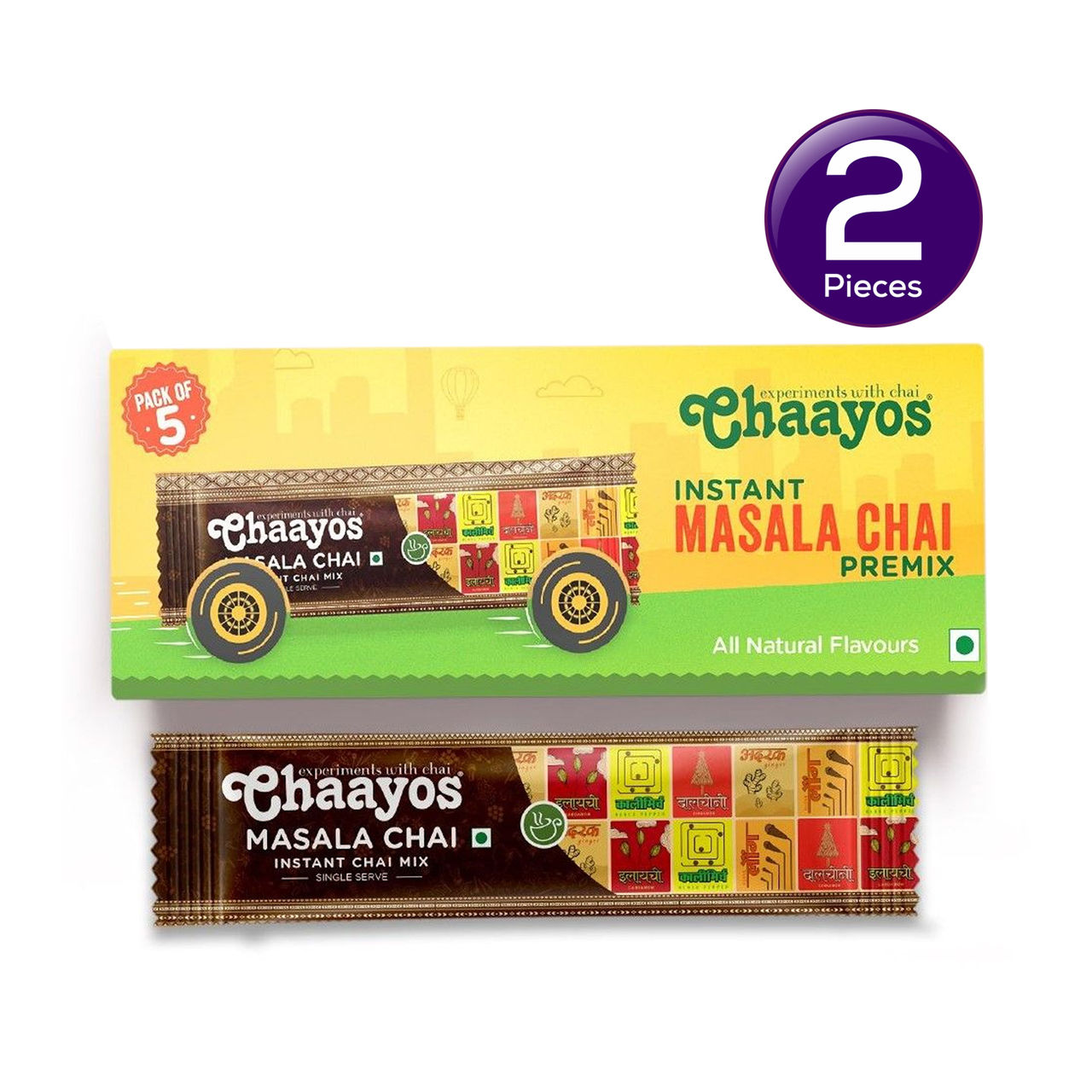 Chaayos Instant Tea Premix - Regular Sugar - Masala Flavour 5 pc Combo