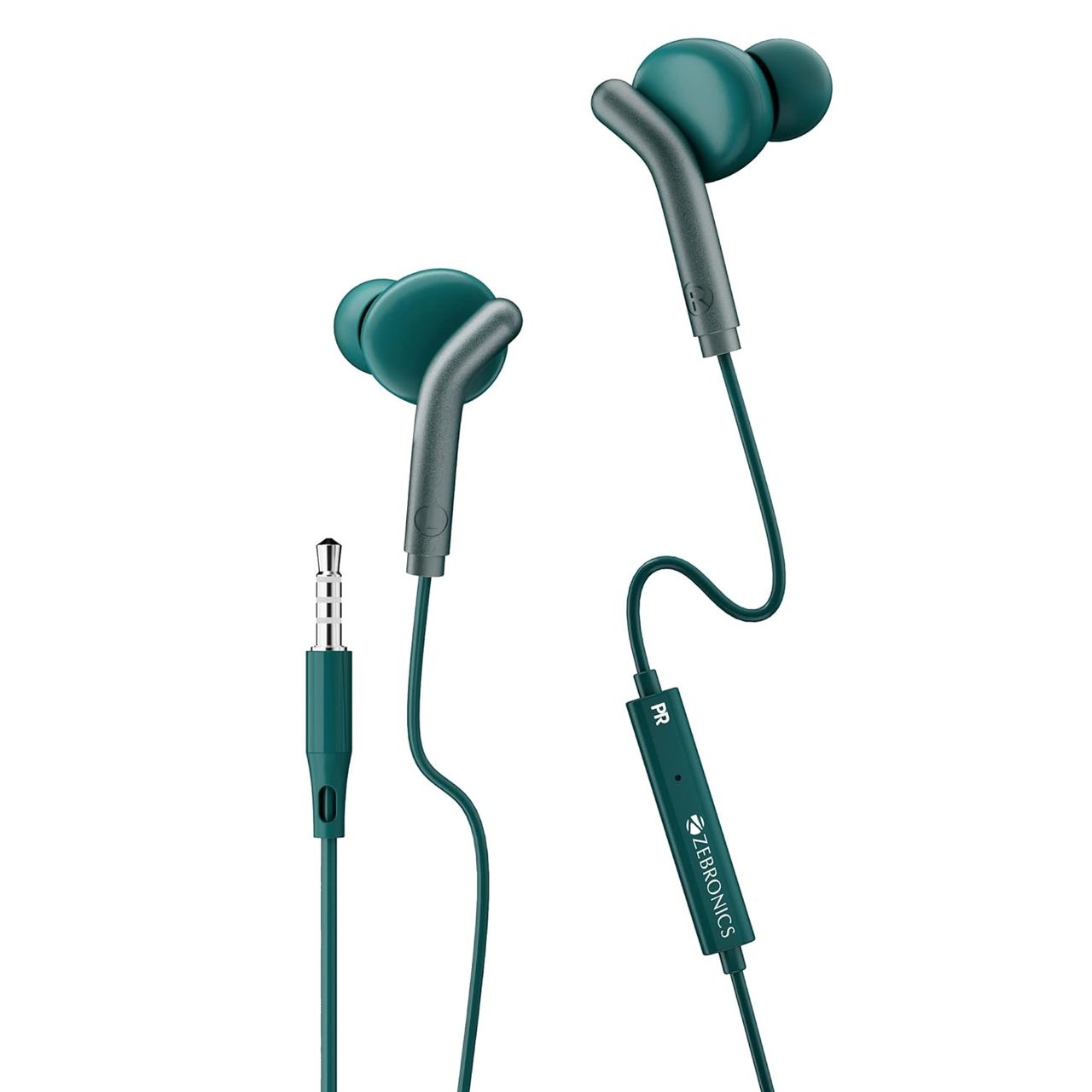Zebronics Bro Wired Earphones With Mic 3.5Mm Jack 10Mm Drivers Phone Tablet Compatible Green