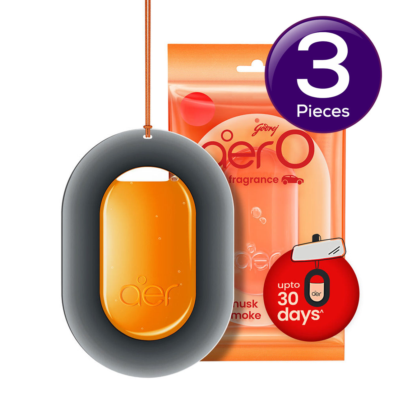 Godrej Aer O - Hanging Car Air Freshener - Musk After Smoke 7.5 g Combo