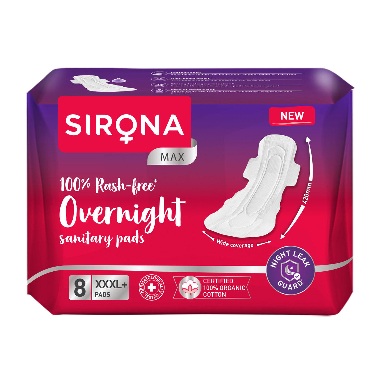 Sirona Max Over Night XXXL+ Sanitary Pads