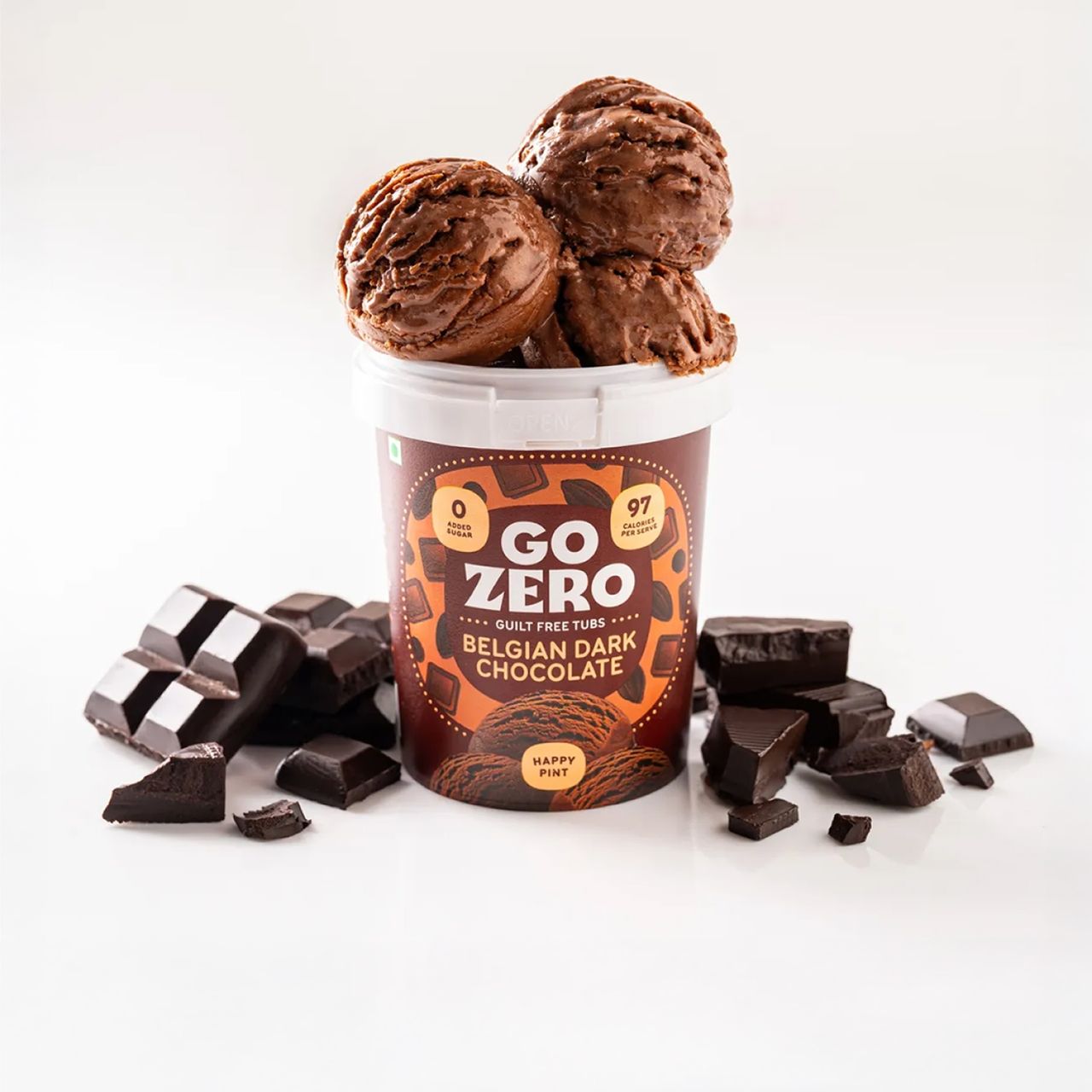 Go Zero Belgian Dark Chocolate Low Calorie Guilt Free Ice Cream Tub