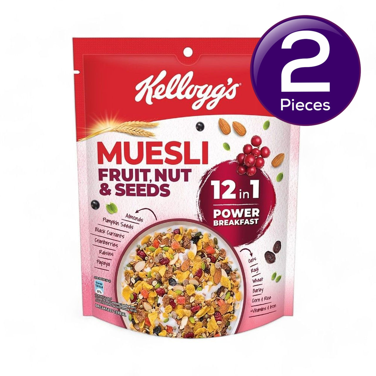 Kelloggs Muesli Fruit Nut & Seeds 12-in-1 Power Breakfast 240 g Combo