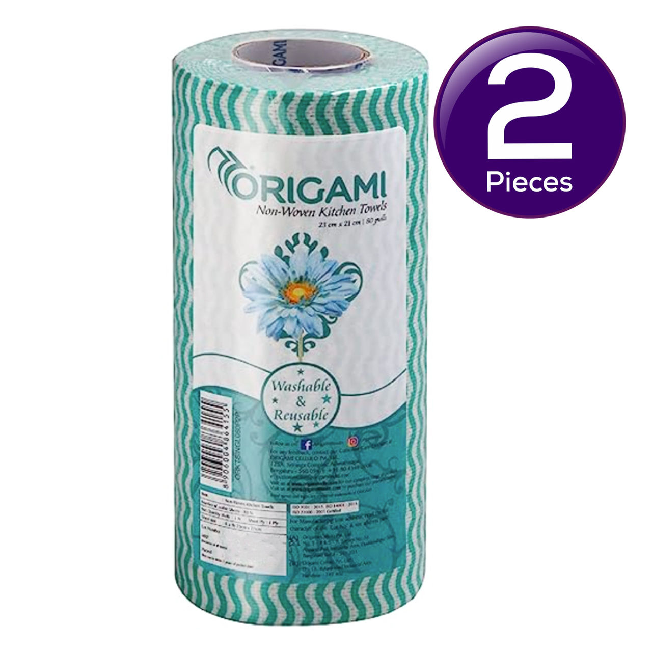 Origami Non Woven Reusable Kitchen Towel Roll - 80 Pulls Per Roll 80 pc Combo