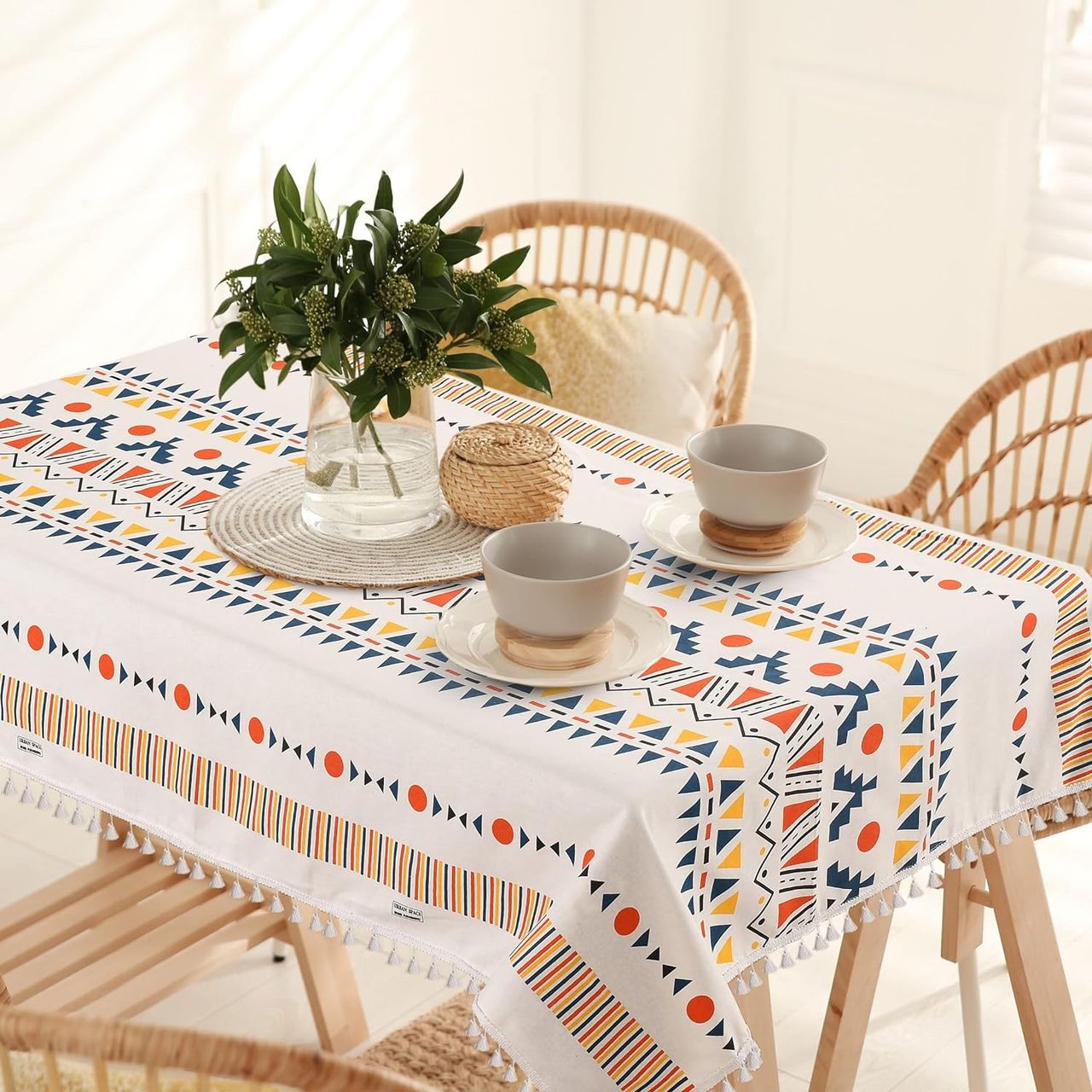 Urban Space 4 Seater Table Cover with Tassels, 48" x 72" - Ikat