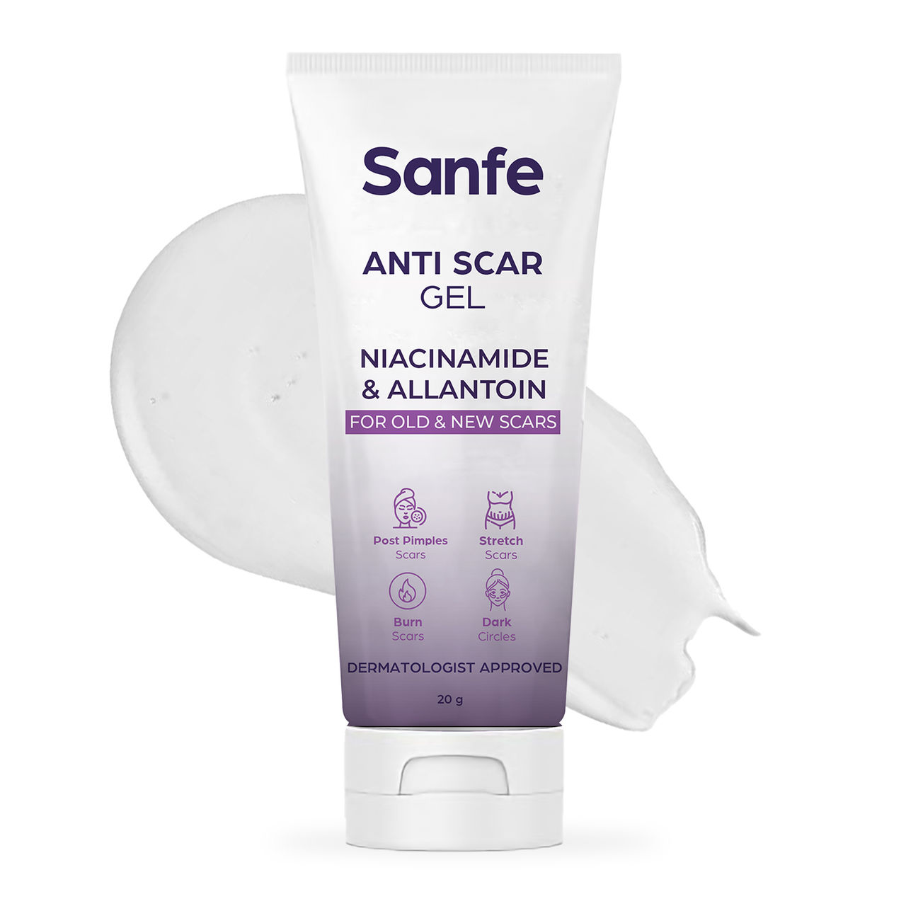 Sanfe Anti Scar Gel - Niacinamide & Allantoin Acne/Stretch/Burn scars/Dark circles removal cream