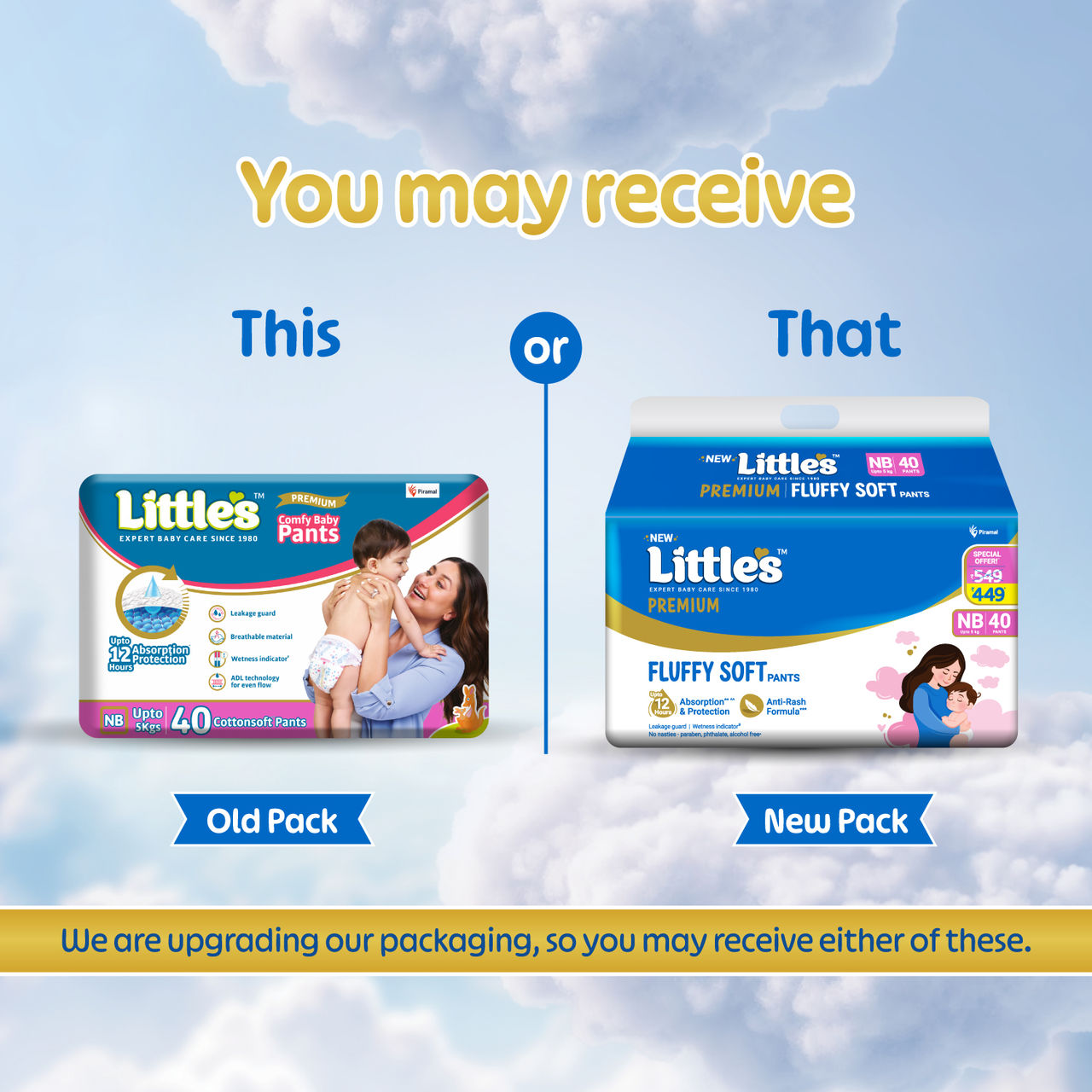 Littles Expert Baby Care Comfy Baby Diapers | Pant Style | NB | 40 pcs