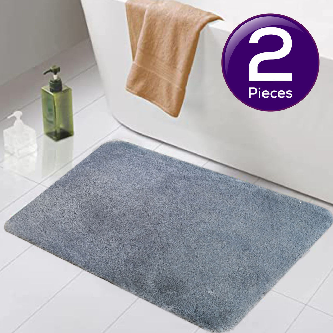 Elegant Weavers Furry Door Mat - Grey 1 pc Combo