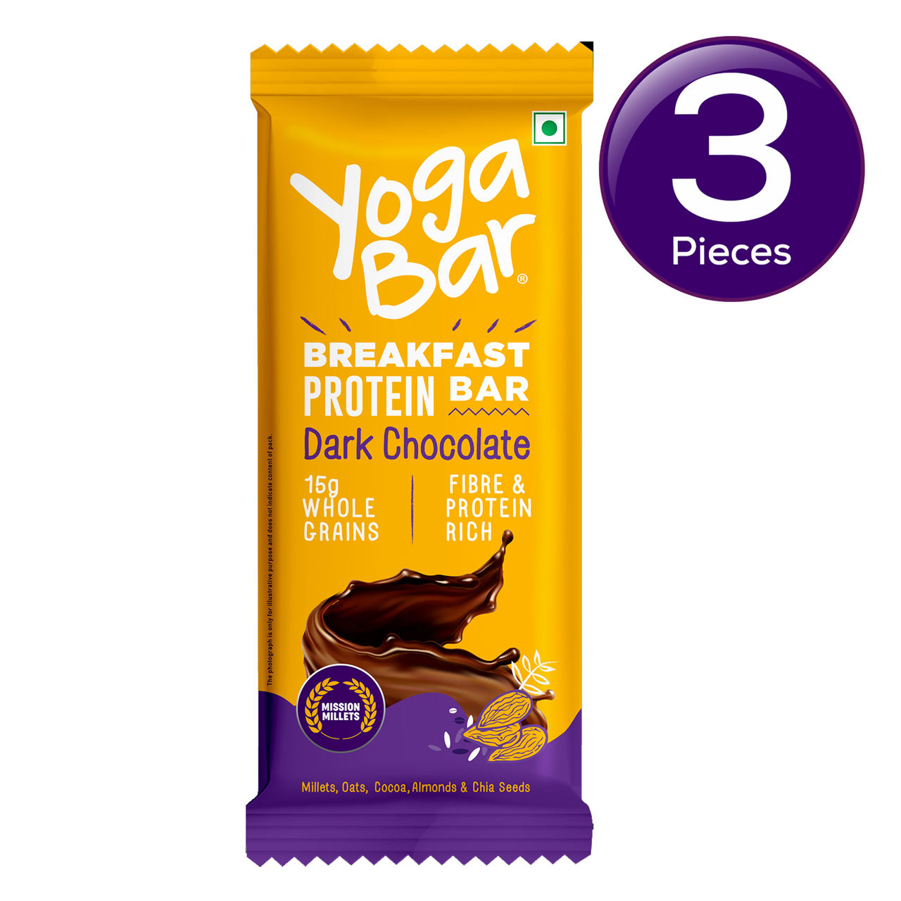Yoga Bar 8g Breakfast Protein Bar Chocolate, High Fibre Granola Bar 50 g Combo