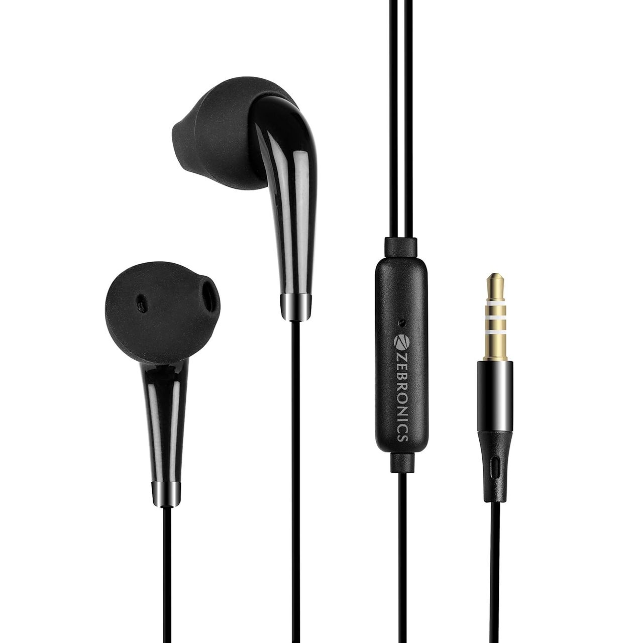 Zebronics Calyx Wired Earphones, 12Mm Driver, 3.5MM Connectivity, In-Line Microphone, 1.2M Cable (Black)