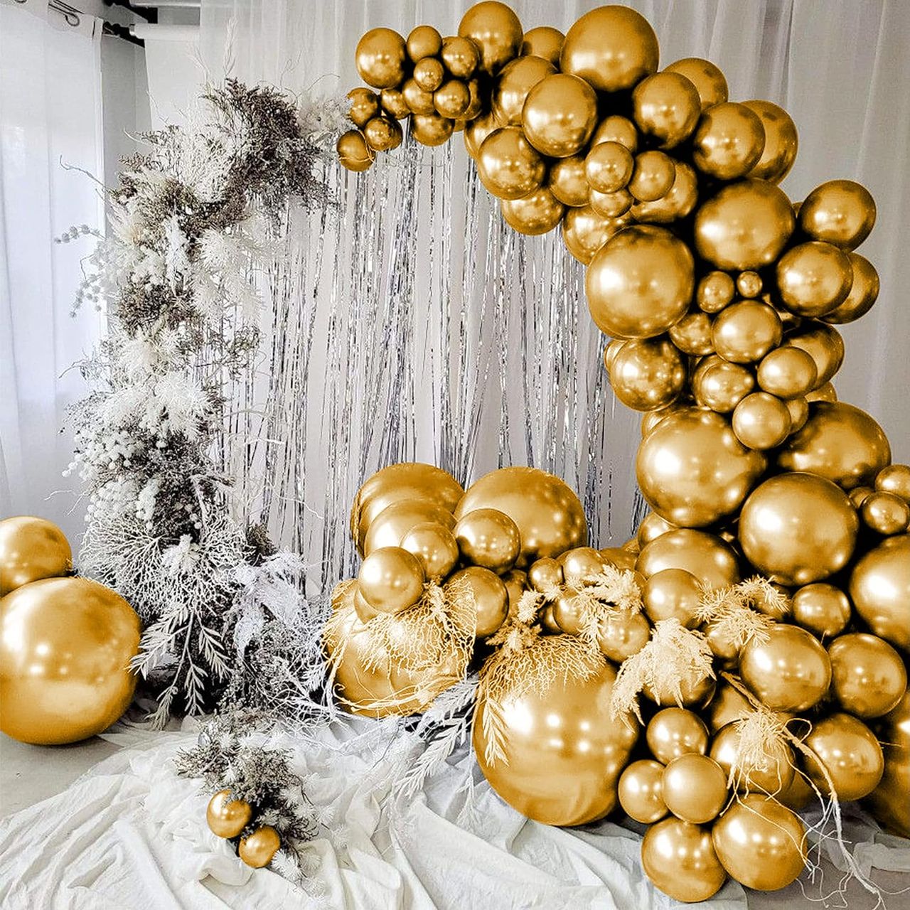 Just Party Golden Metallic Chrome Shiny Balloons For Party Decorations