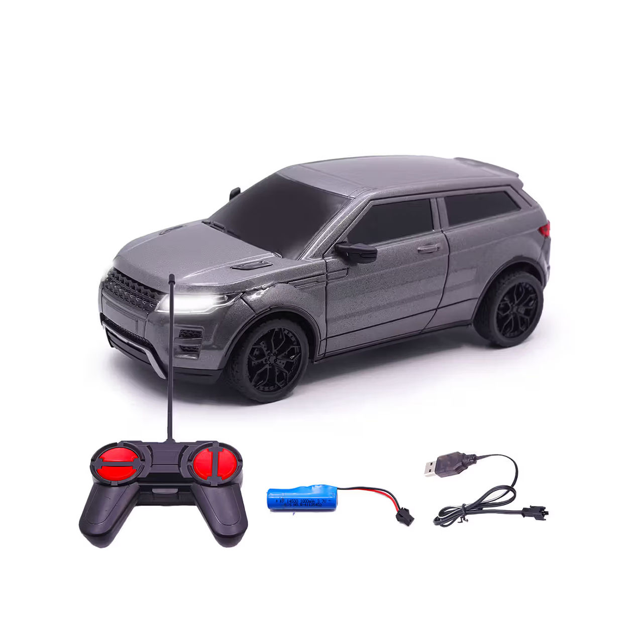 Wembley High Speed Mini 1:24 Scale Usb Rechargeable Remote Control Car Ideal For Kids-Grey & Black